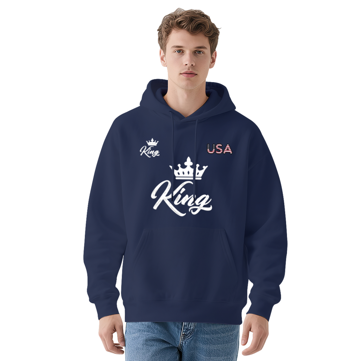 King Crown USA Hip?Hop Fashion Pullover Hoodie