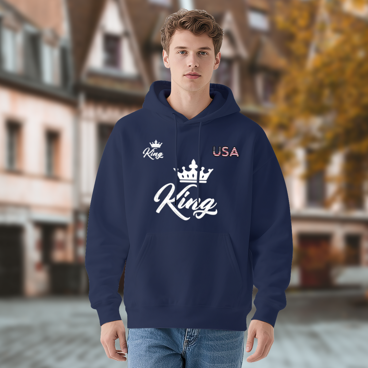 King Crown USA Hip?Hop Fashion Pullover Hoodie