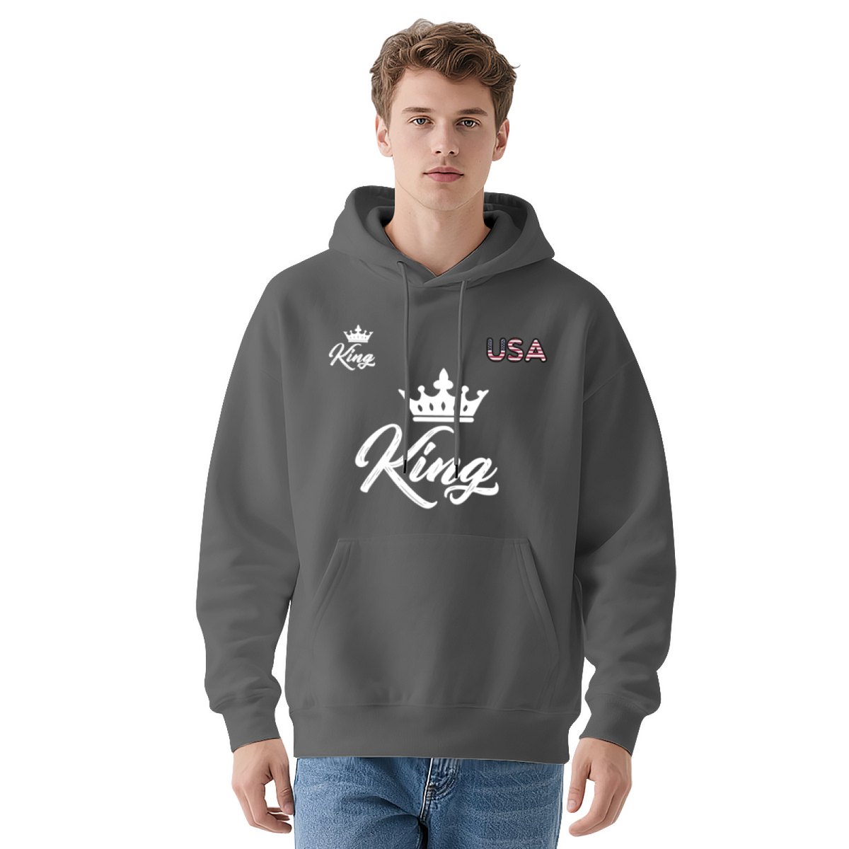 King Crown USA Hip?Hop Fashion Pullover Hoodie