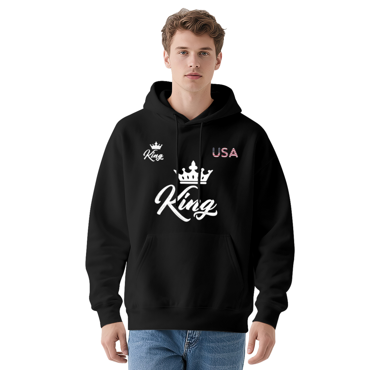 King Crown USA Hip?Hop Fashion Pullover Hoodie