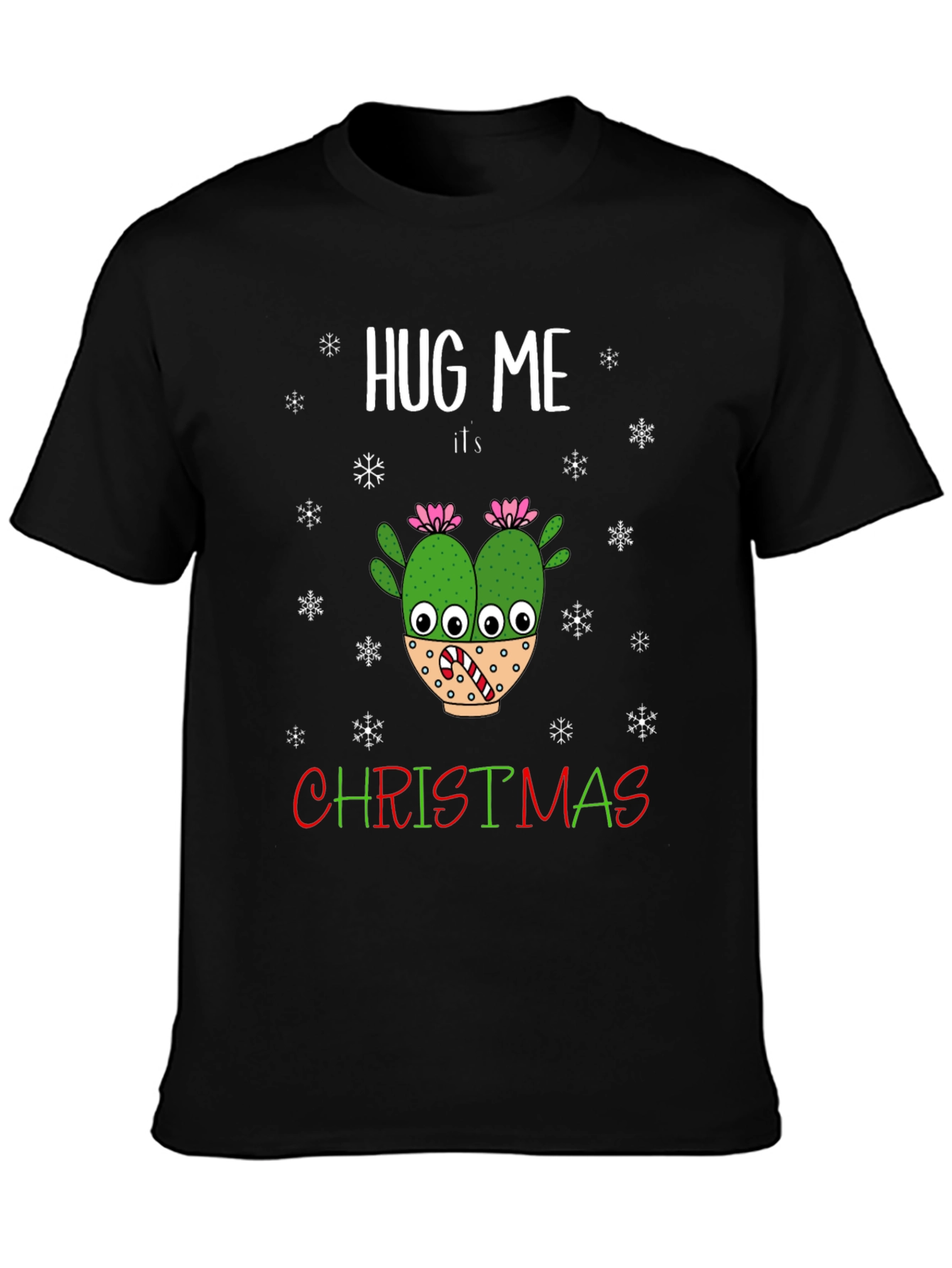 Hug Me Its Christmas T-Shirt Holiday Cactus