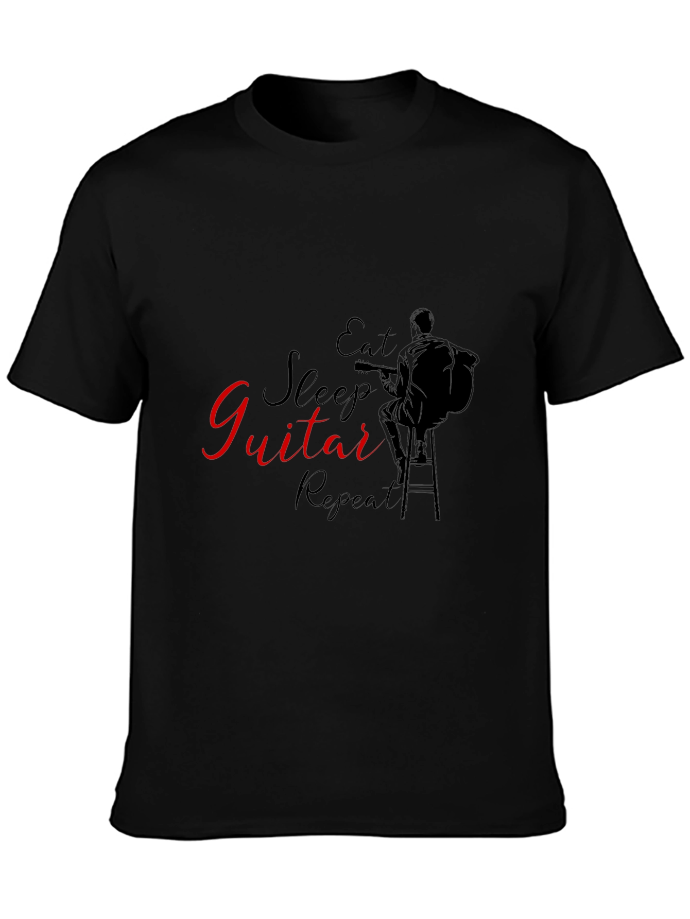 Eat Sleep Guitar Repeat Black T-Shirt