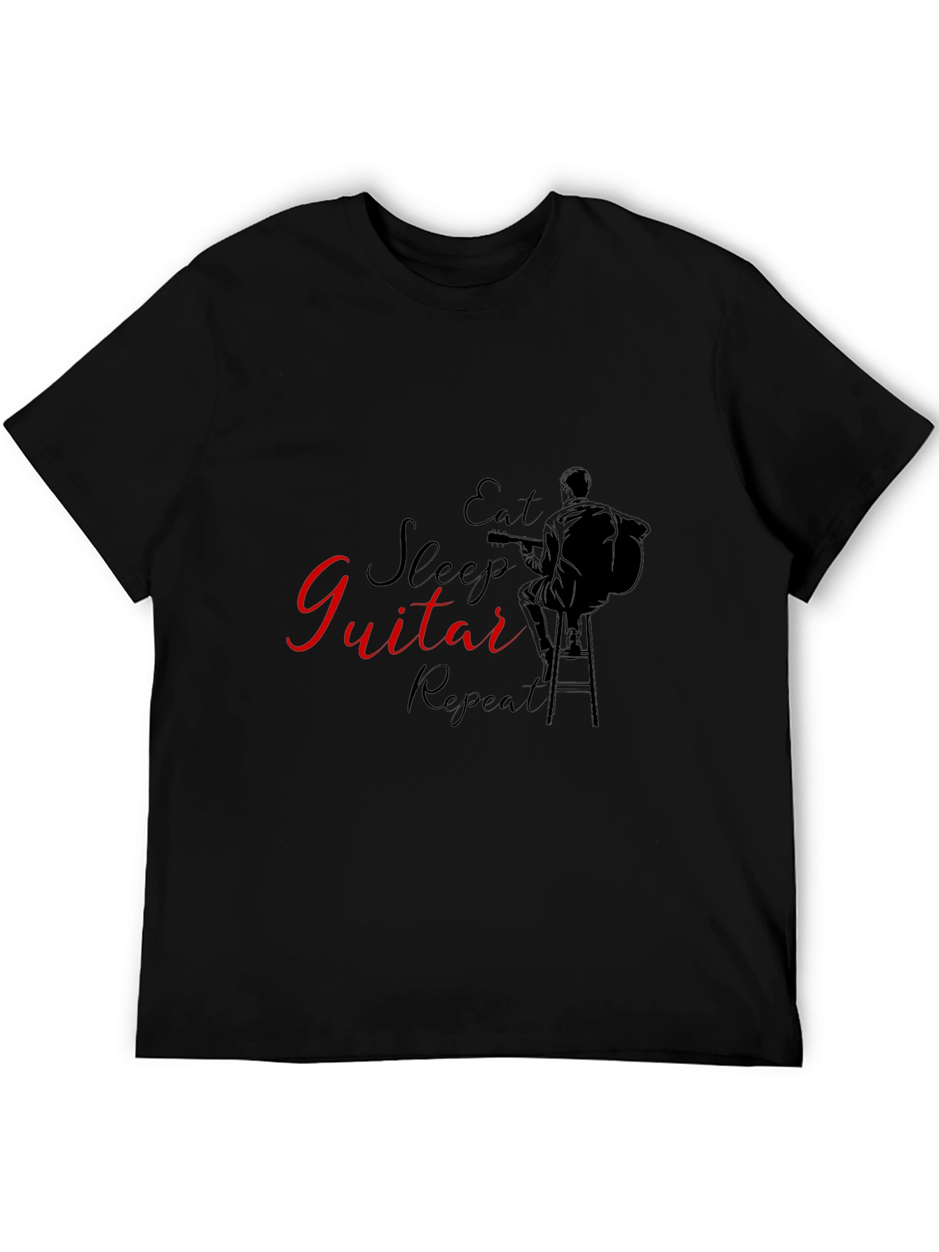 Eat Sleep Guitar Repeat Black T-Shirt