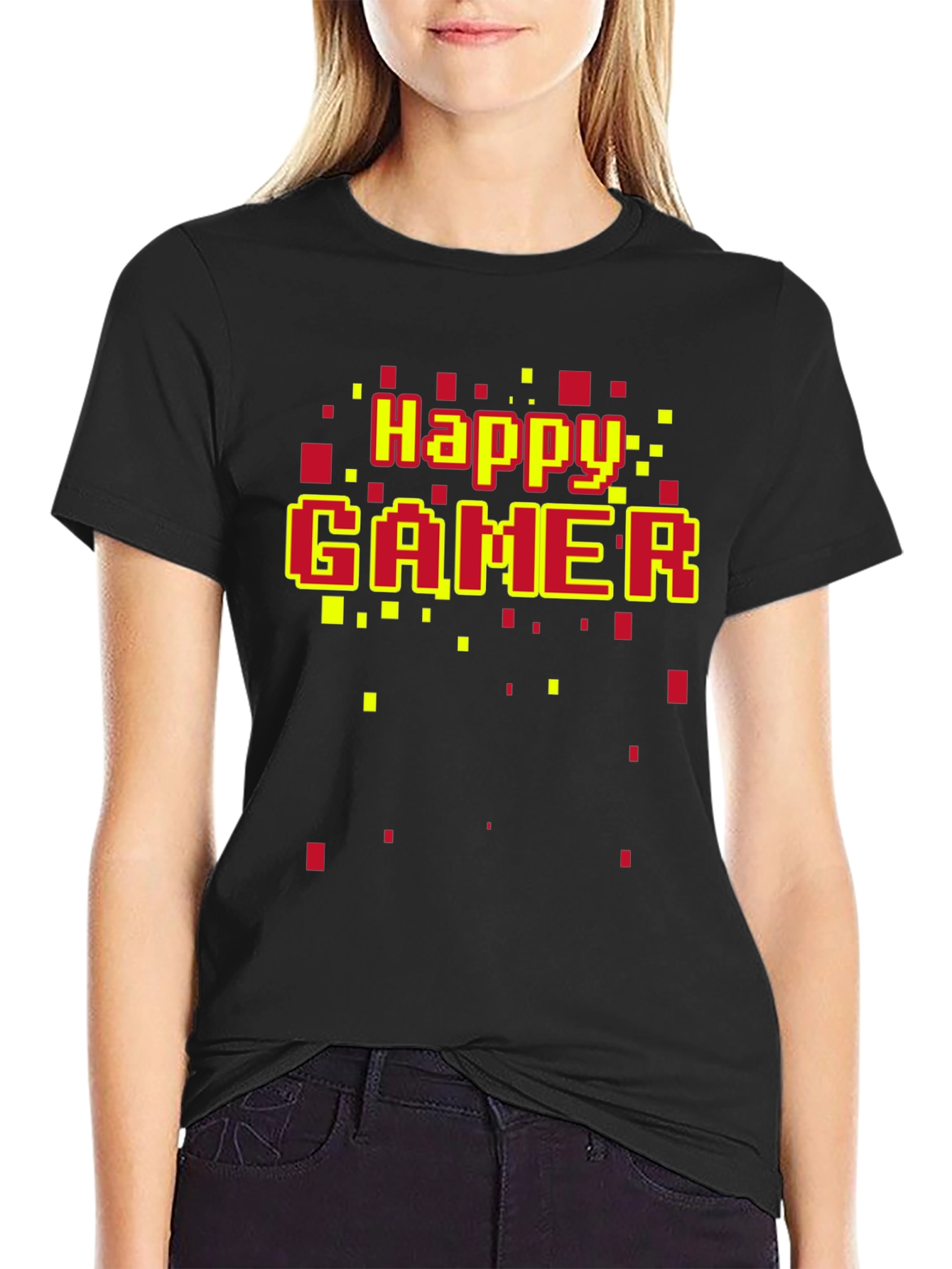 Happy Gamer T-Shirt - Retro Pixel Style