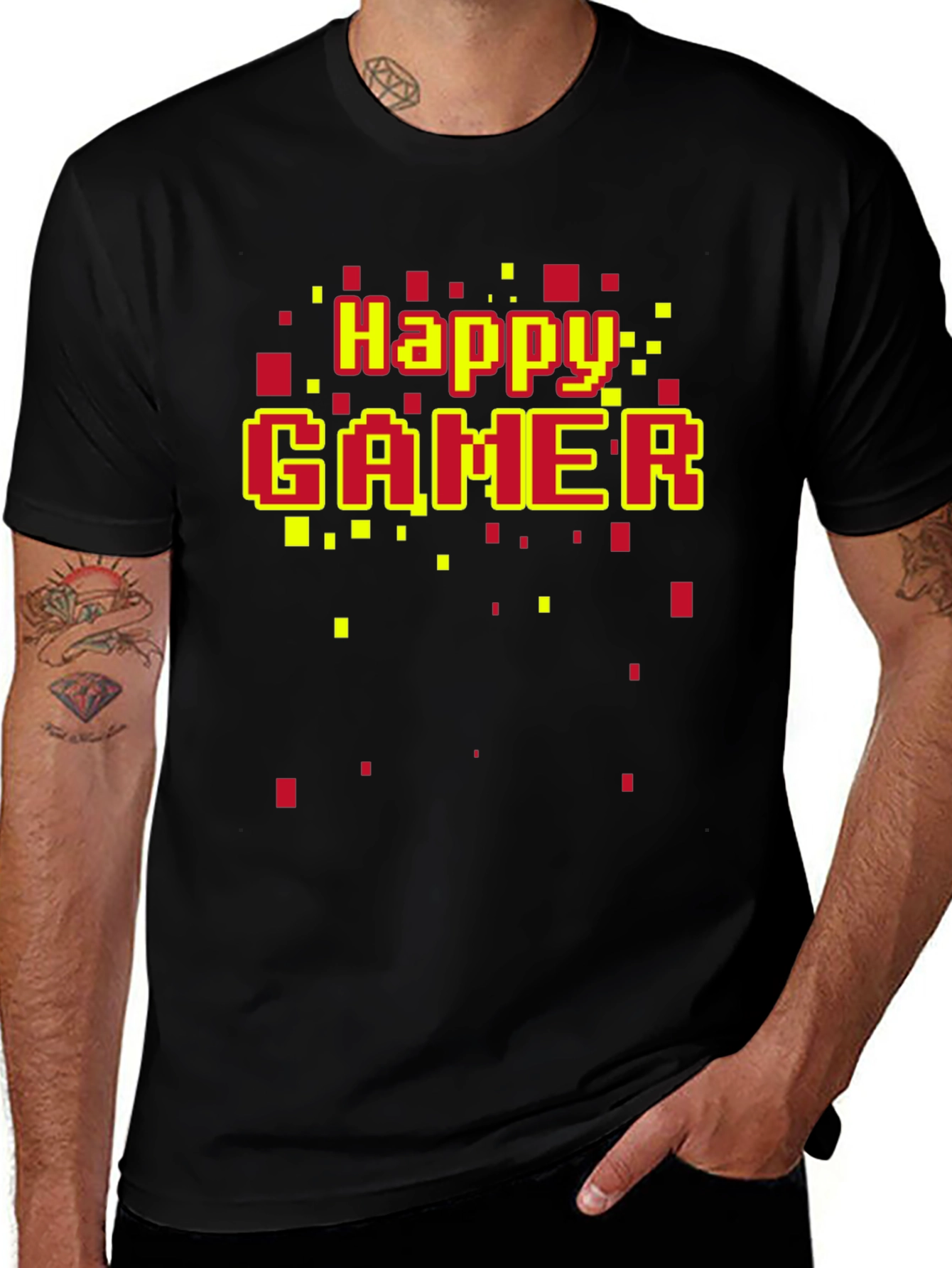 Happy Gamer T-Shirt - Retro Pixel Style