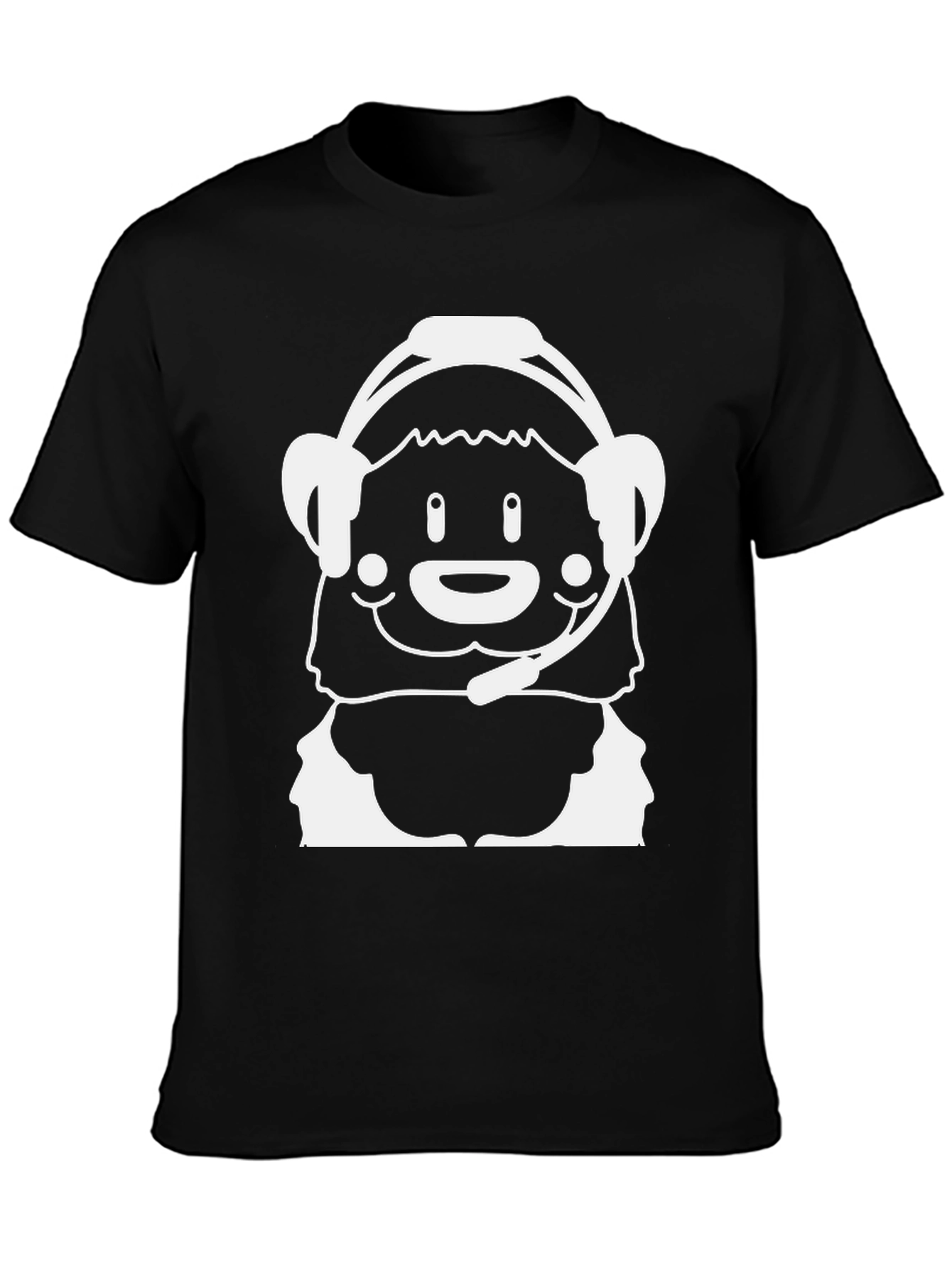 Cartoon Bear Gamer Black T-Shirt