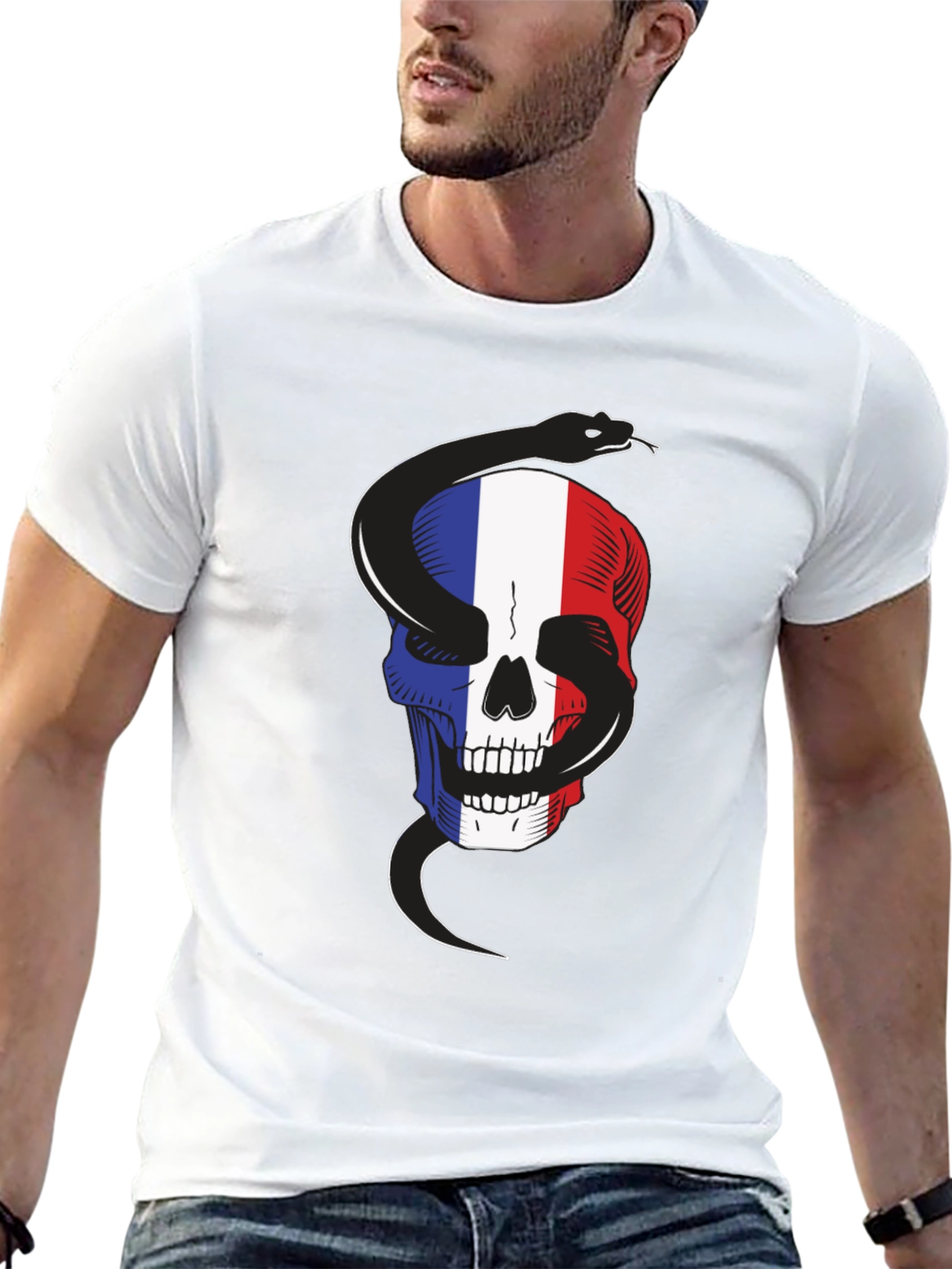 French Flag Skull Snake T-Shirt