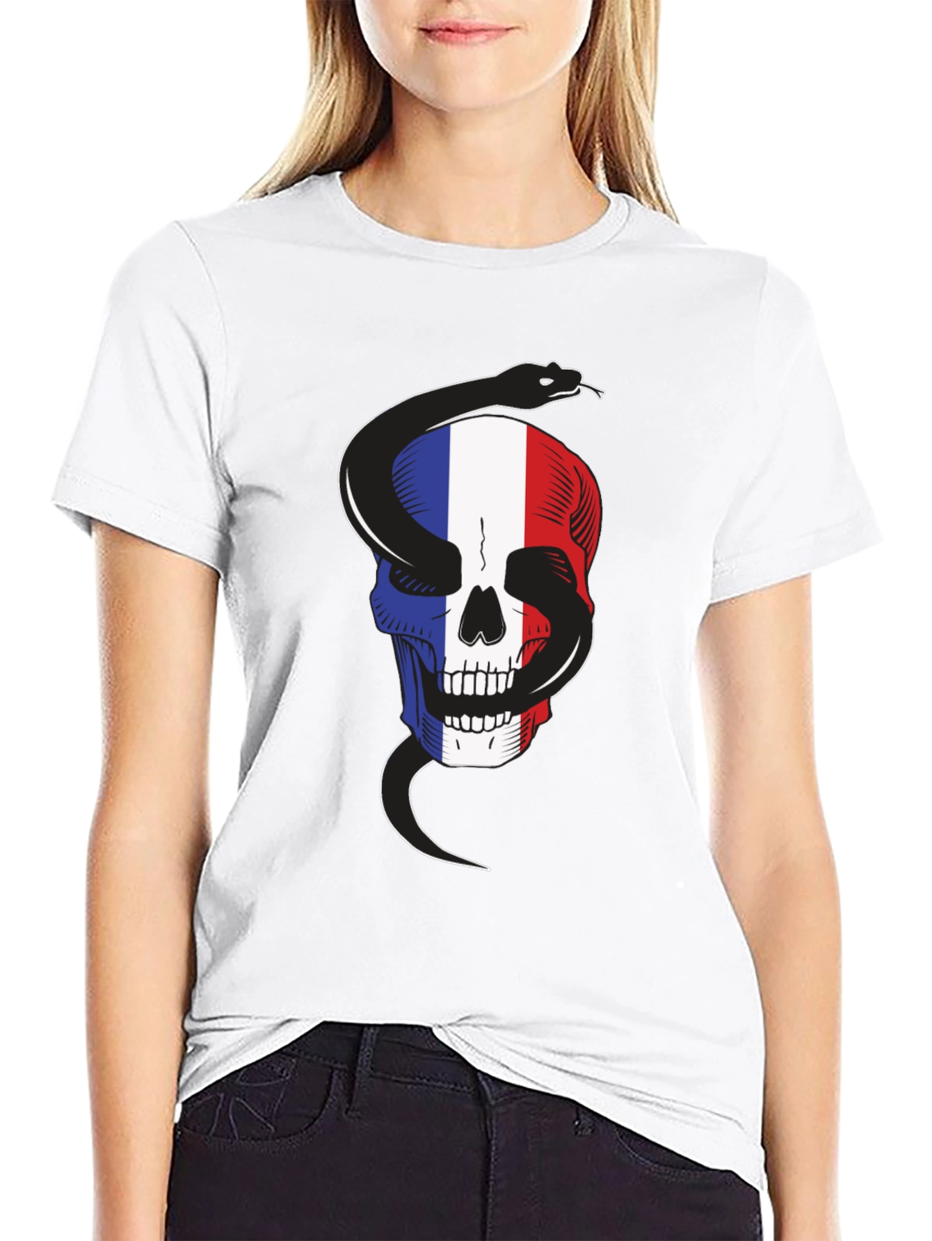 French Flag Skull Snake T-Shirt