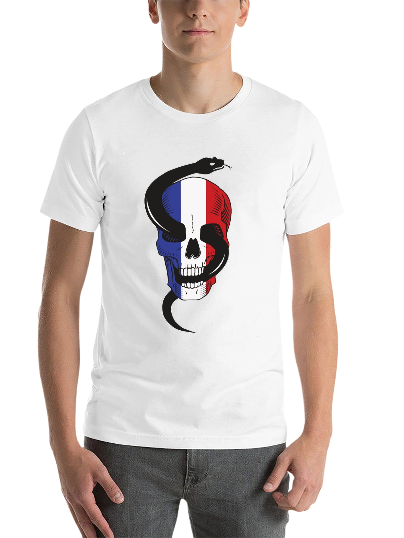 French Flag Skull Snake T-Shirt