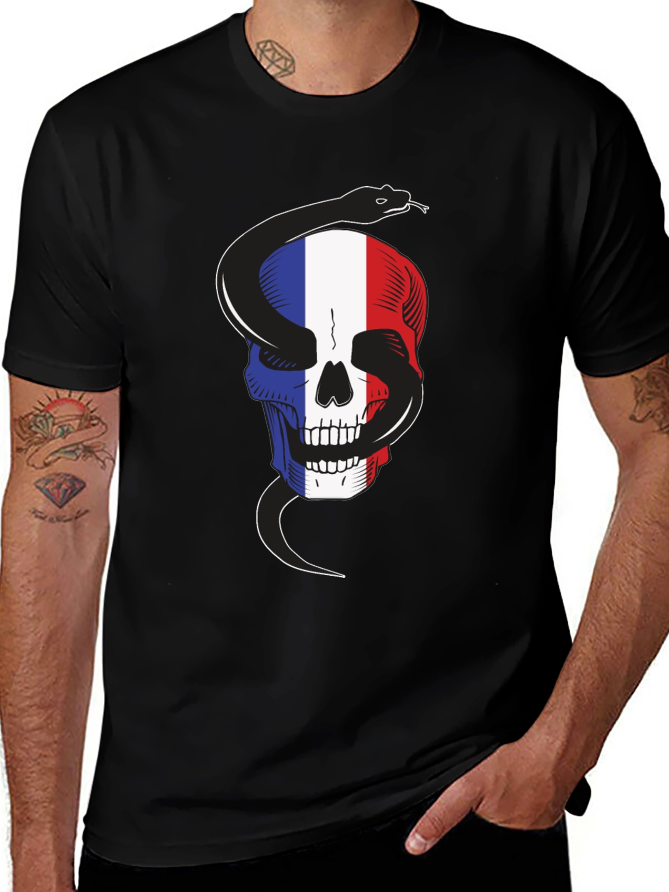 French Flag Skull Snake T-Shirt
