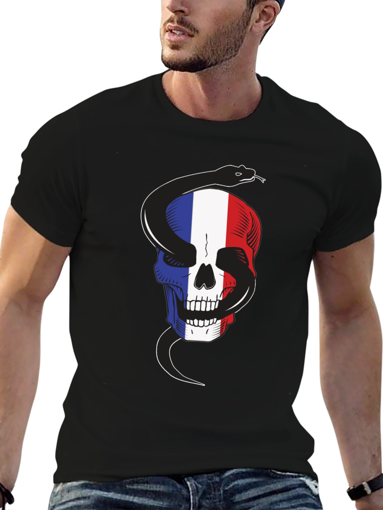 French Flag Skull Snake T-Shirt
