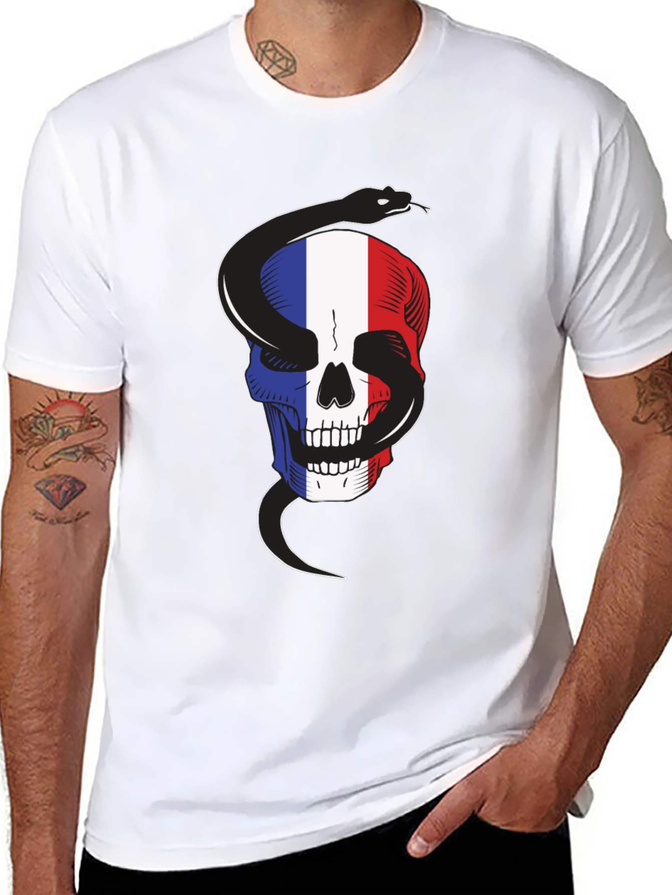 French Flag Skull Snake T-Shirt