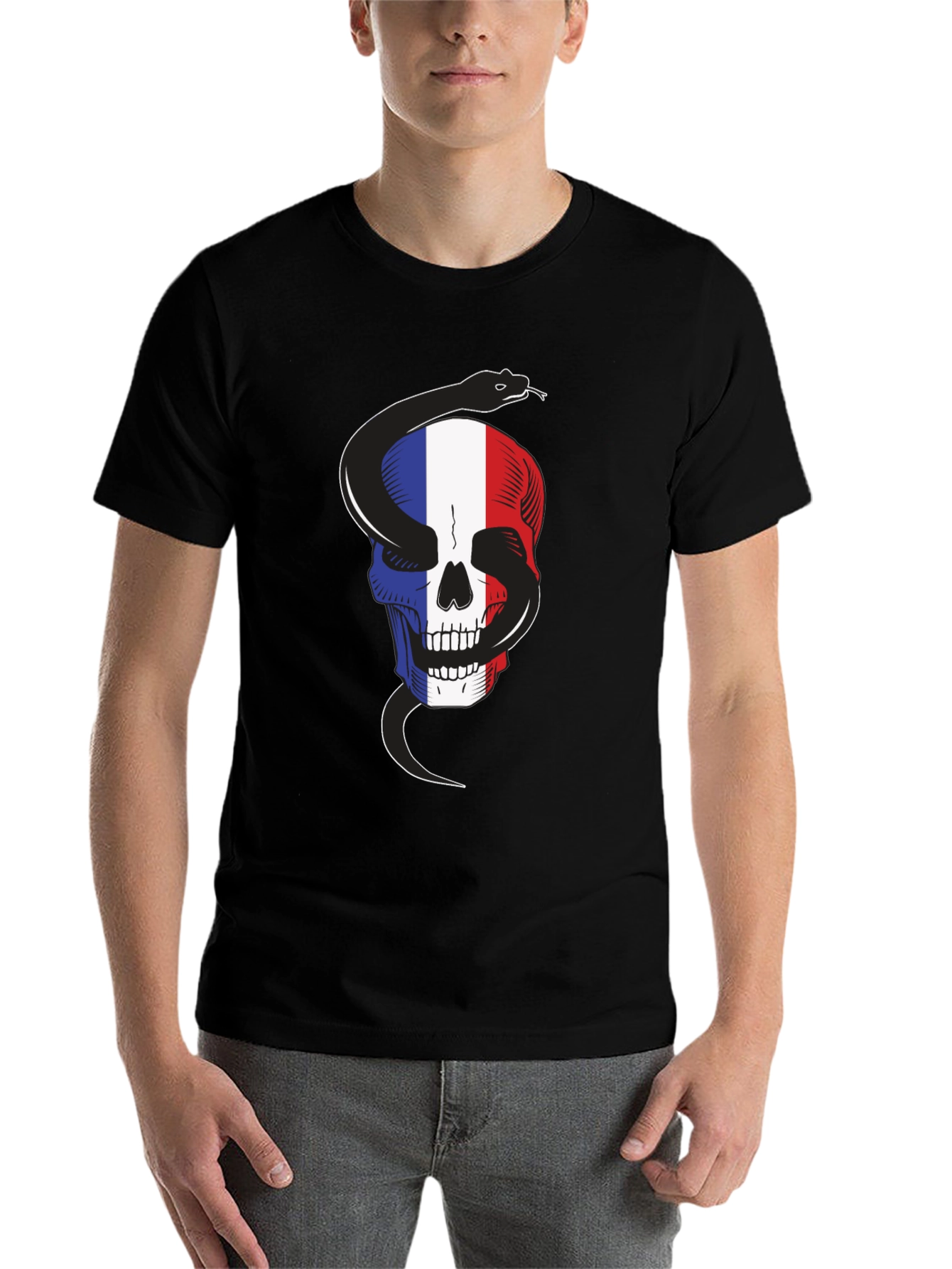 French Flag Skull Snake T-Shirt