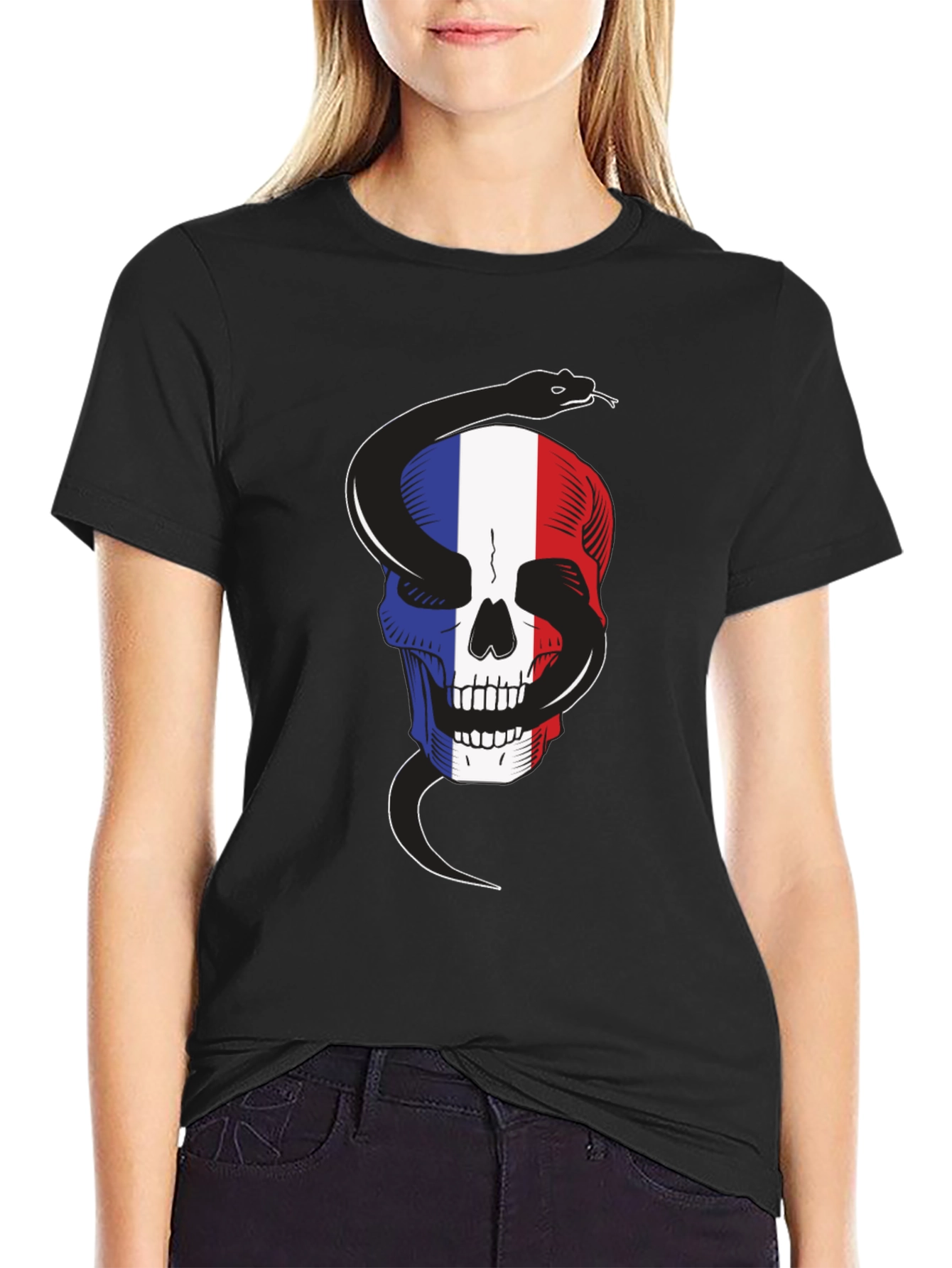 French Flag Skull Snake T-Shirt