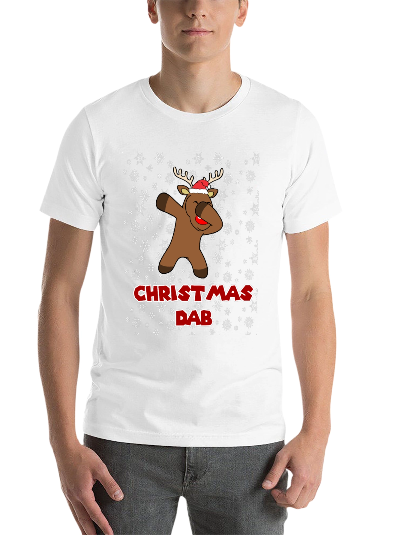 Christmas Dab Reindeer Mens Black T-Shirt