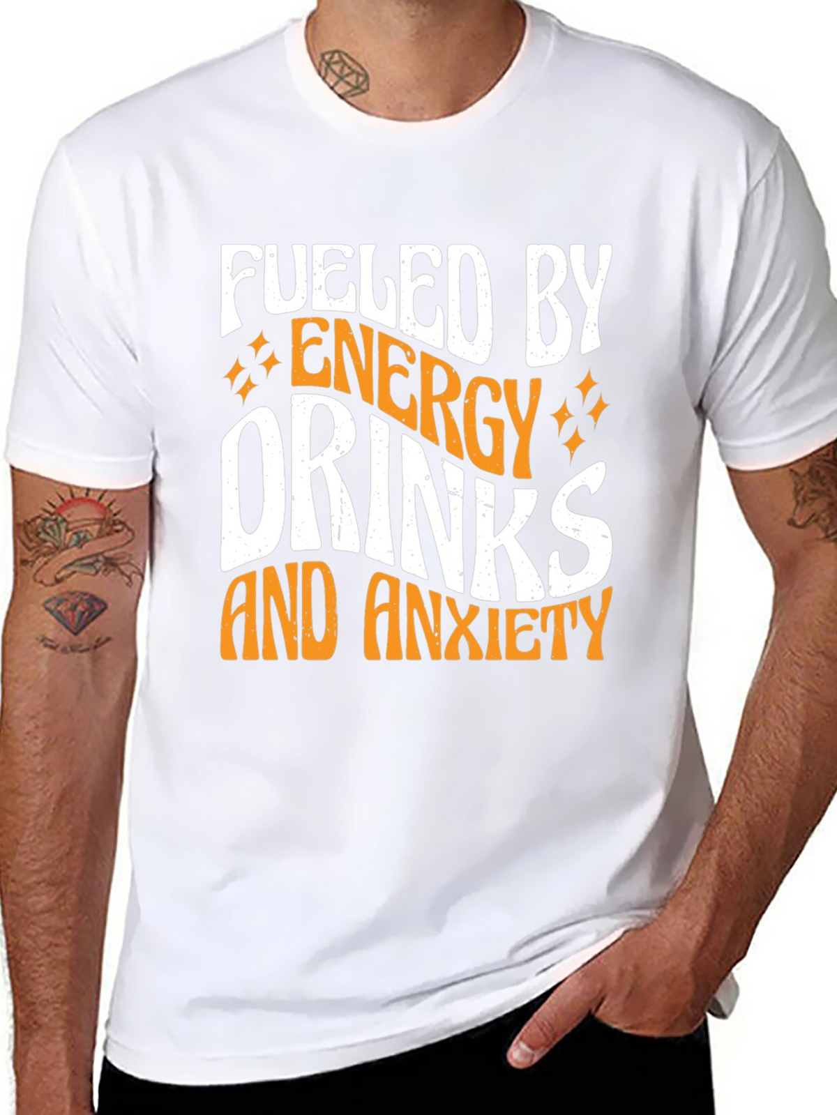 Fueled By Energy Drinks and Anxiety Black T-Shirt