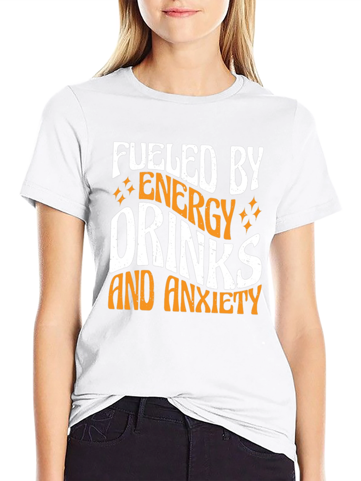 Fueled By Energy Drinks and Anxiety Black T-Shirt