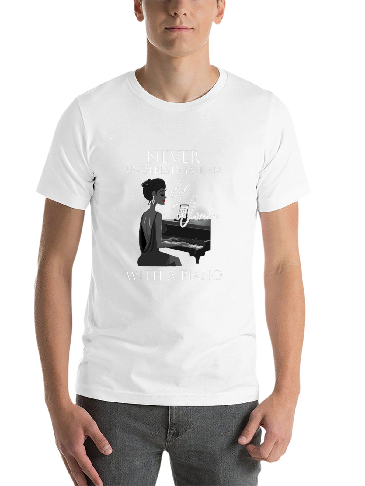 Never Underestimate Old Woman With Piano T-Shirt