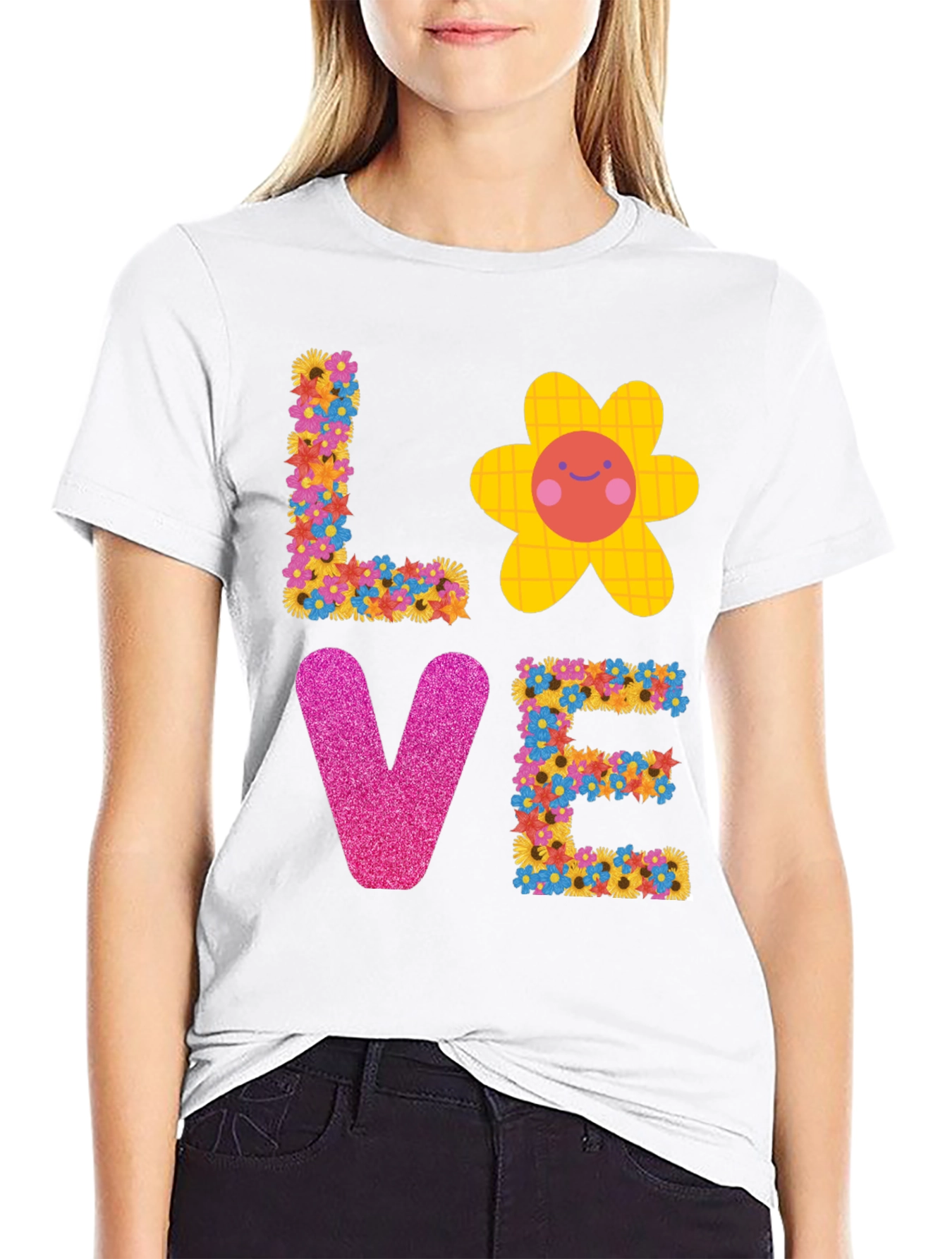Floral LOVE Graphic Tee - Trendy Unisex T-Shirt