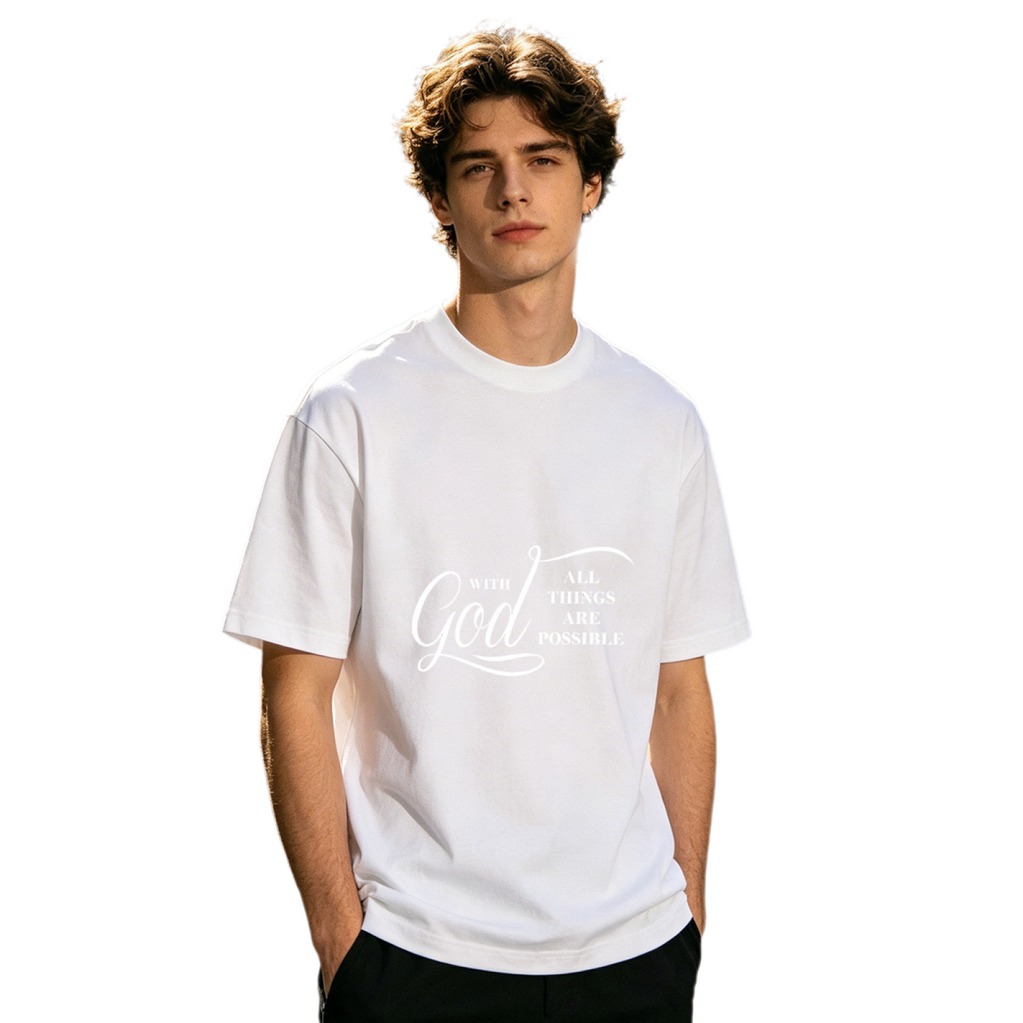Men's With God All Things Are Possible Elegant Christian Faith T-Shirt