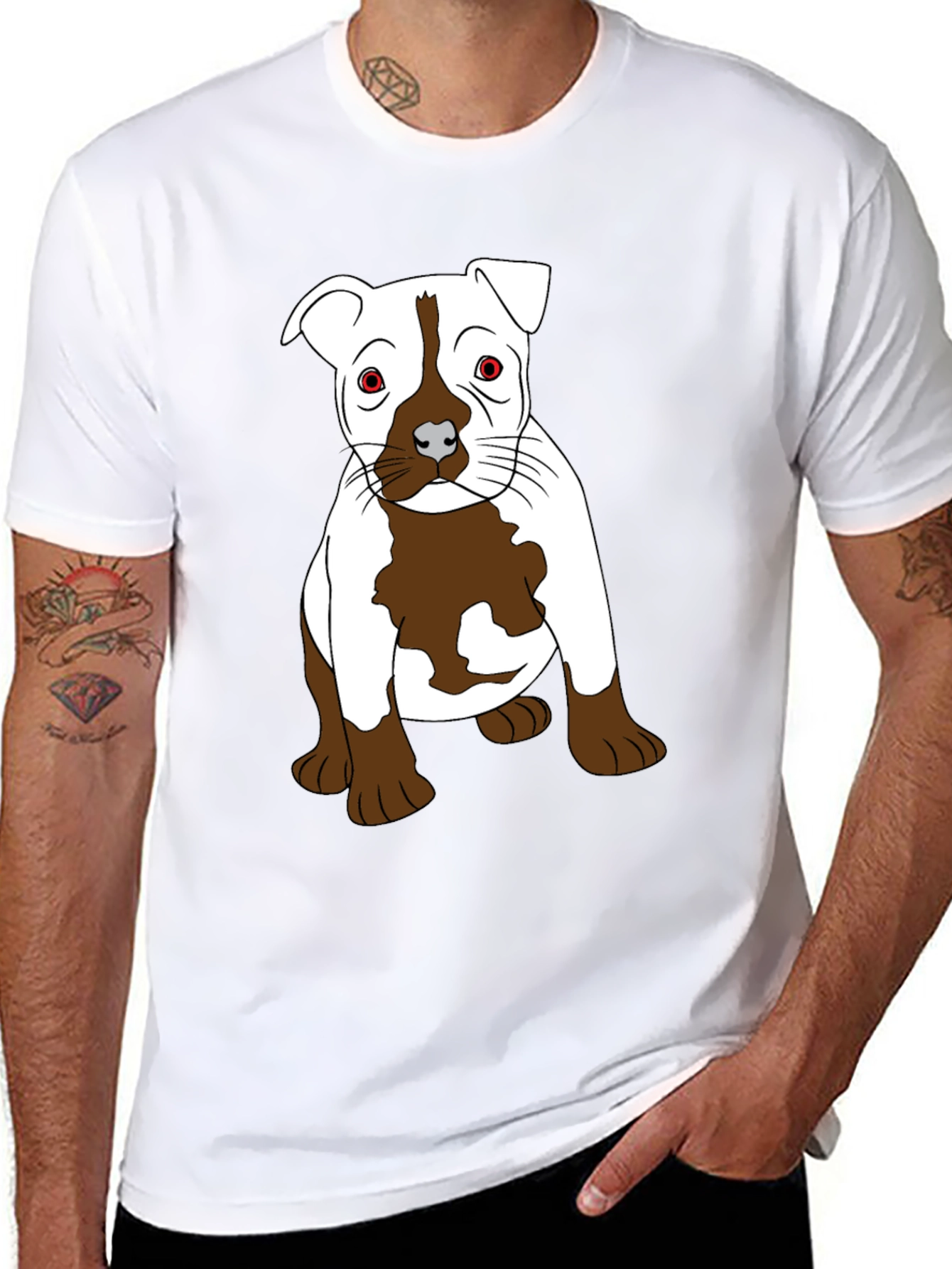 Pitbull Puppy Graphic T-Shirt - Black