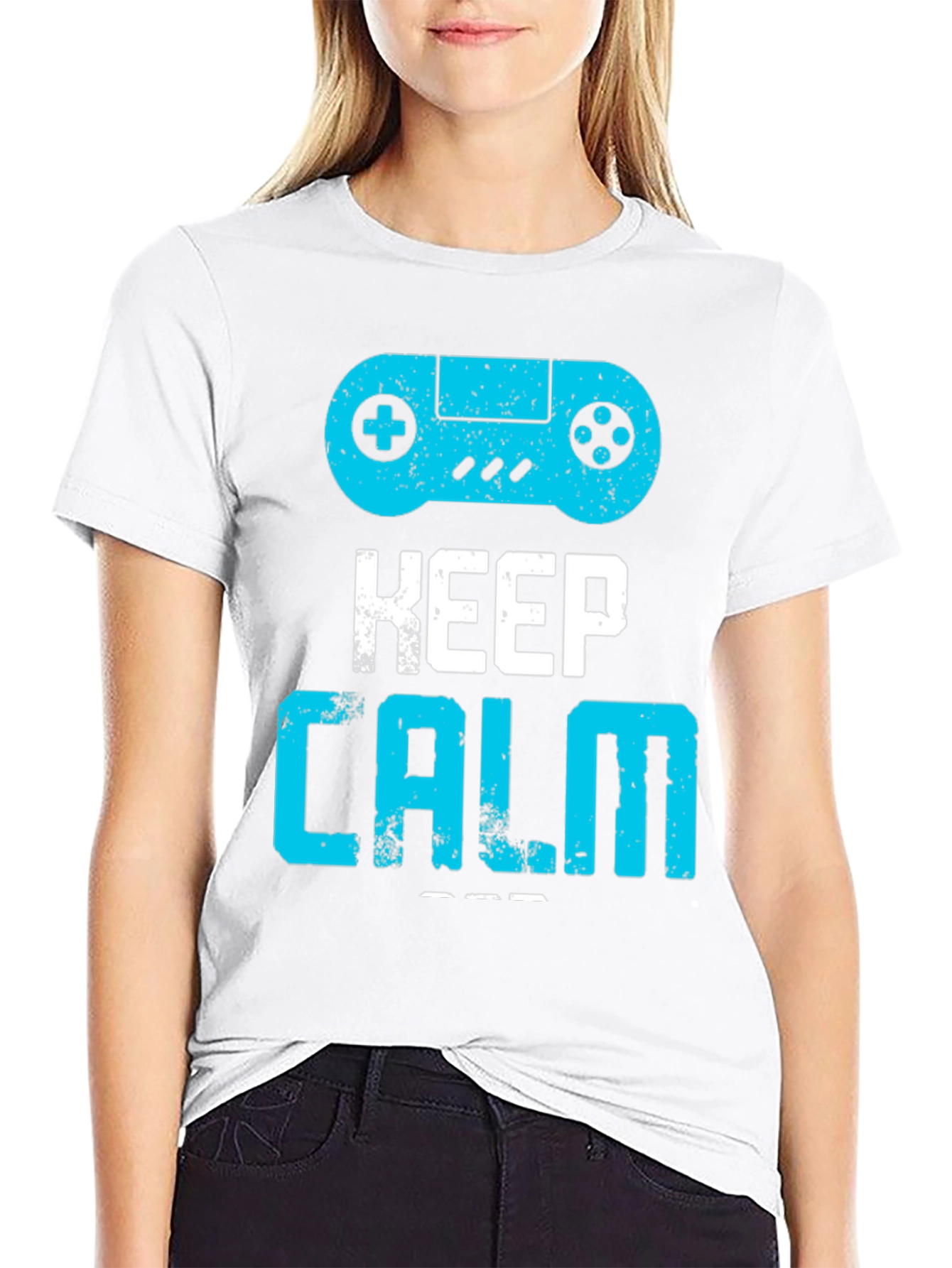 Keep Calm and Game On Black Graphic Tee