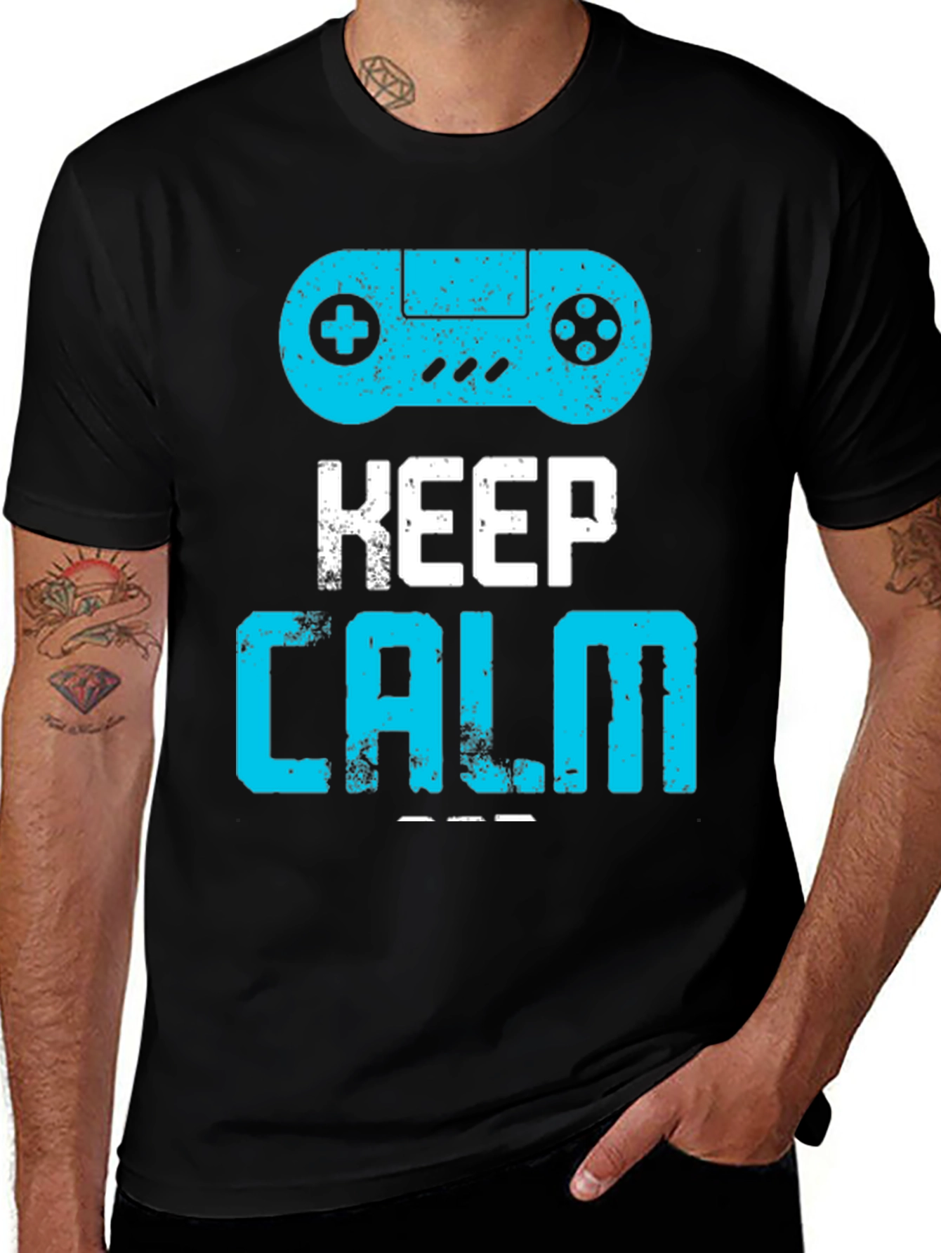 Keep Calm and Game On Black Graphic Tee