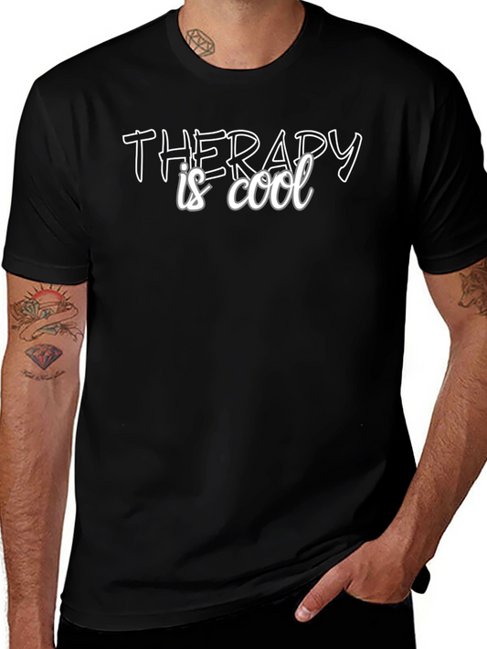 Therapy is Cool Black Graphic Tee