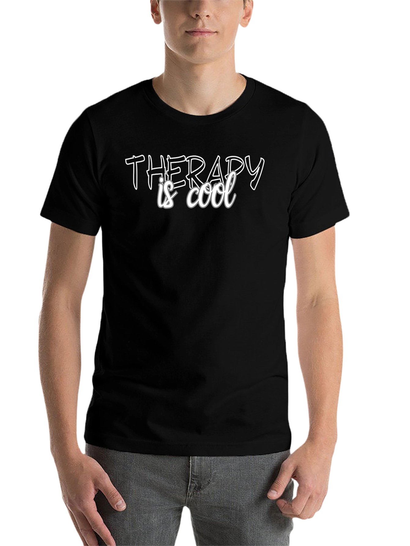 Therapy is Cool Black Graphic Tee