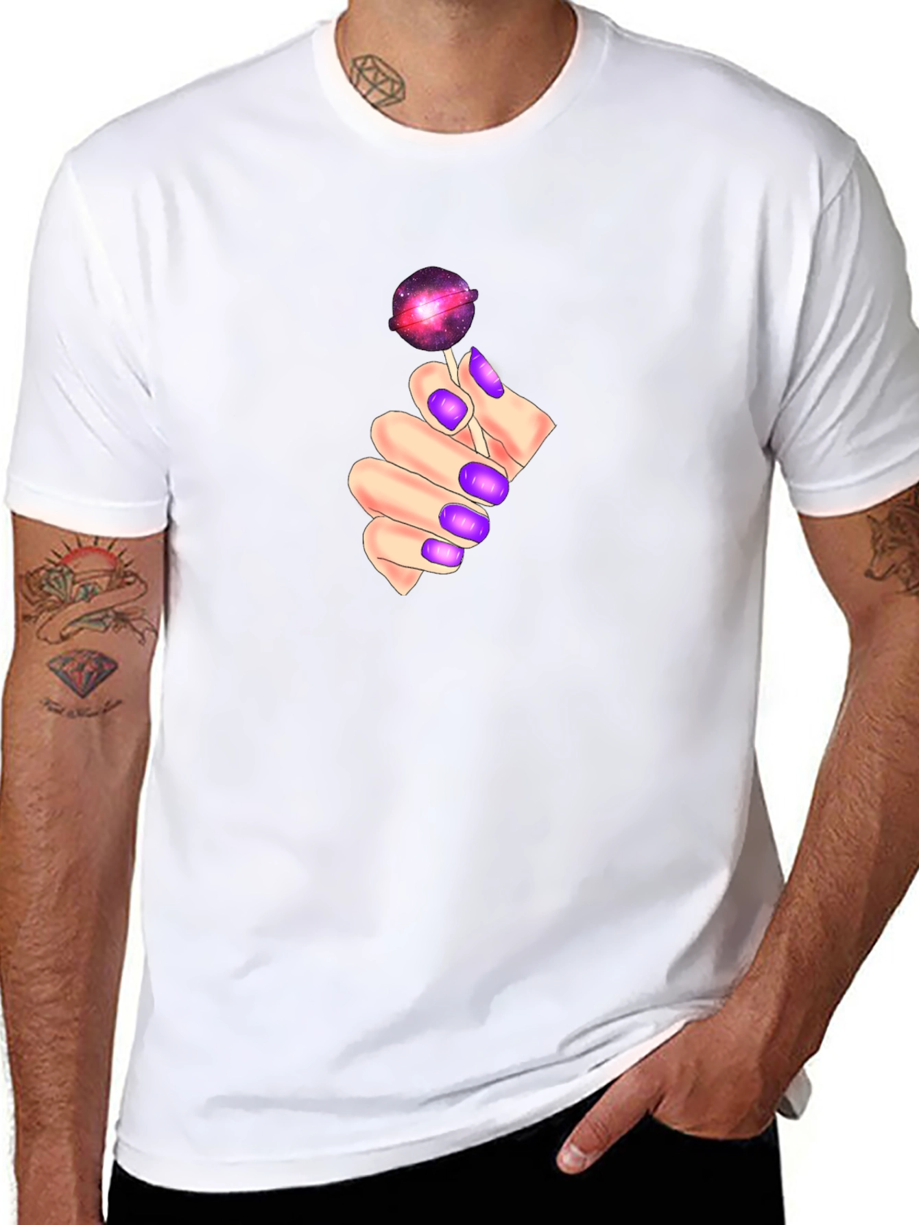 Galaxy Lollipop Graphic Tee - Black Cotton Comfort