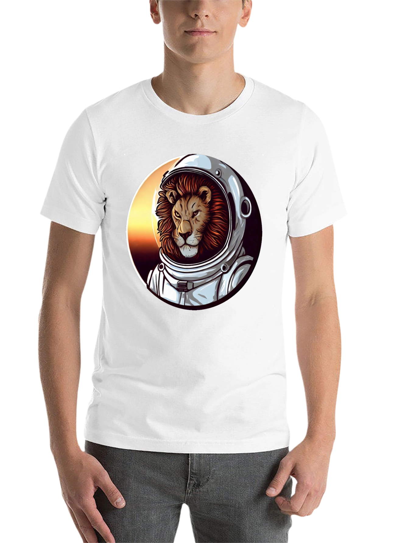 Lion Astronaut Graphic Tee - Black T-Shirt