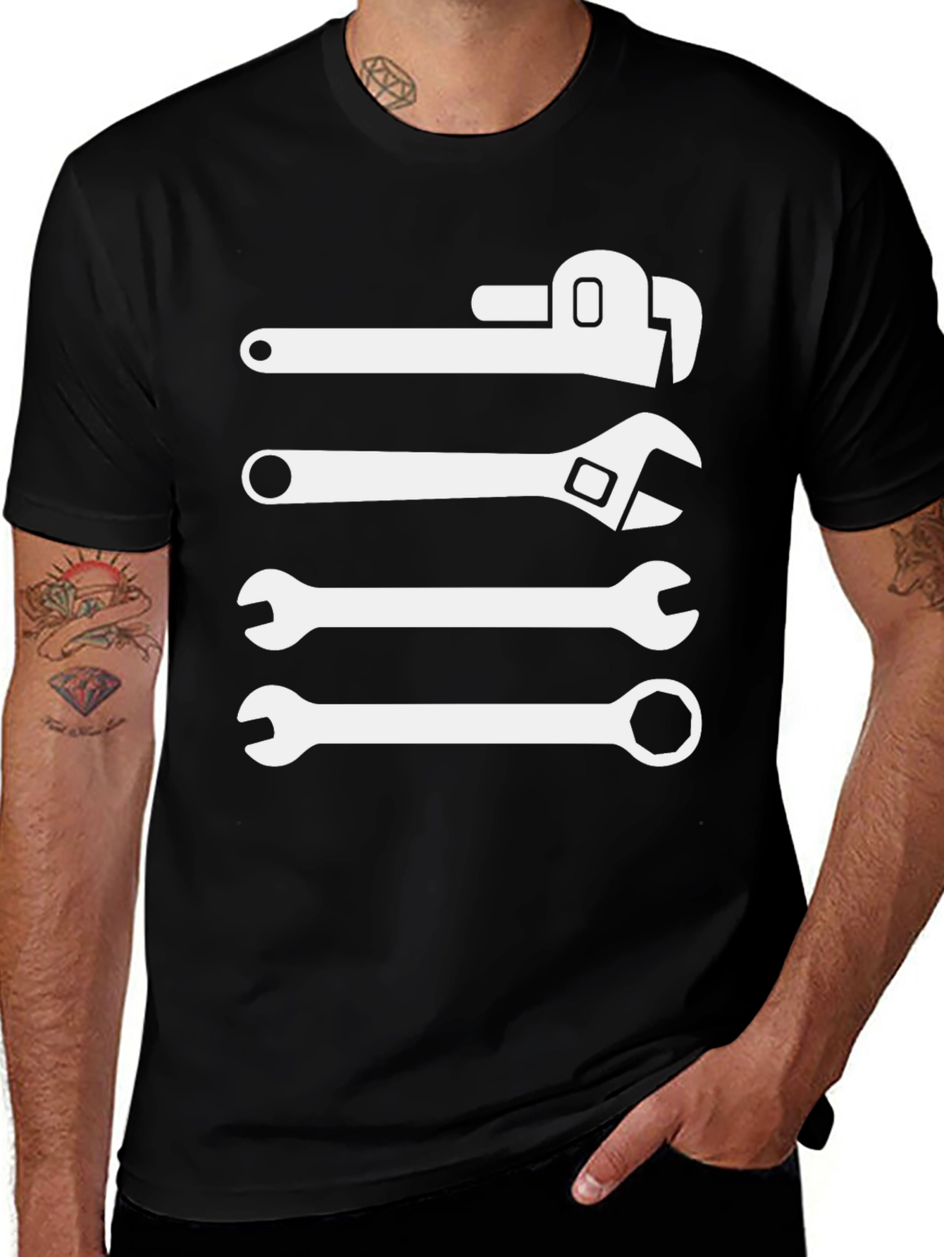 Wrenching Around Black T-Shirt - Mechanic Gift