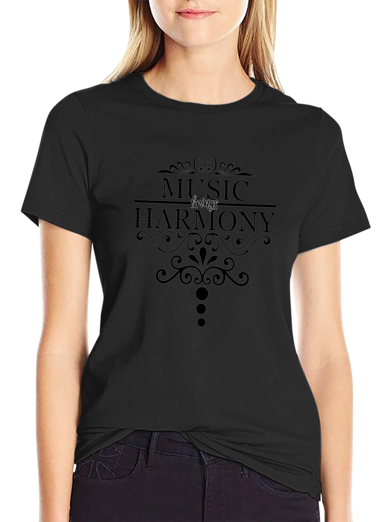 Music Brings Harmony Black T-Shirt