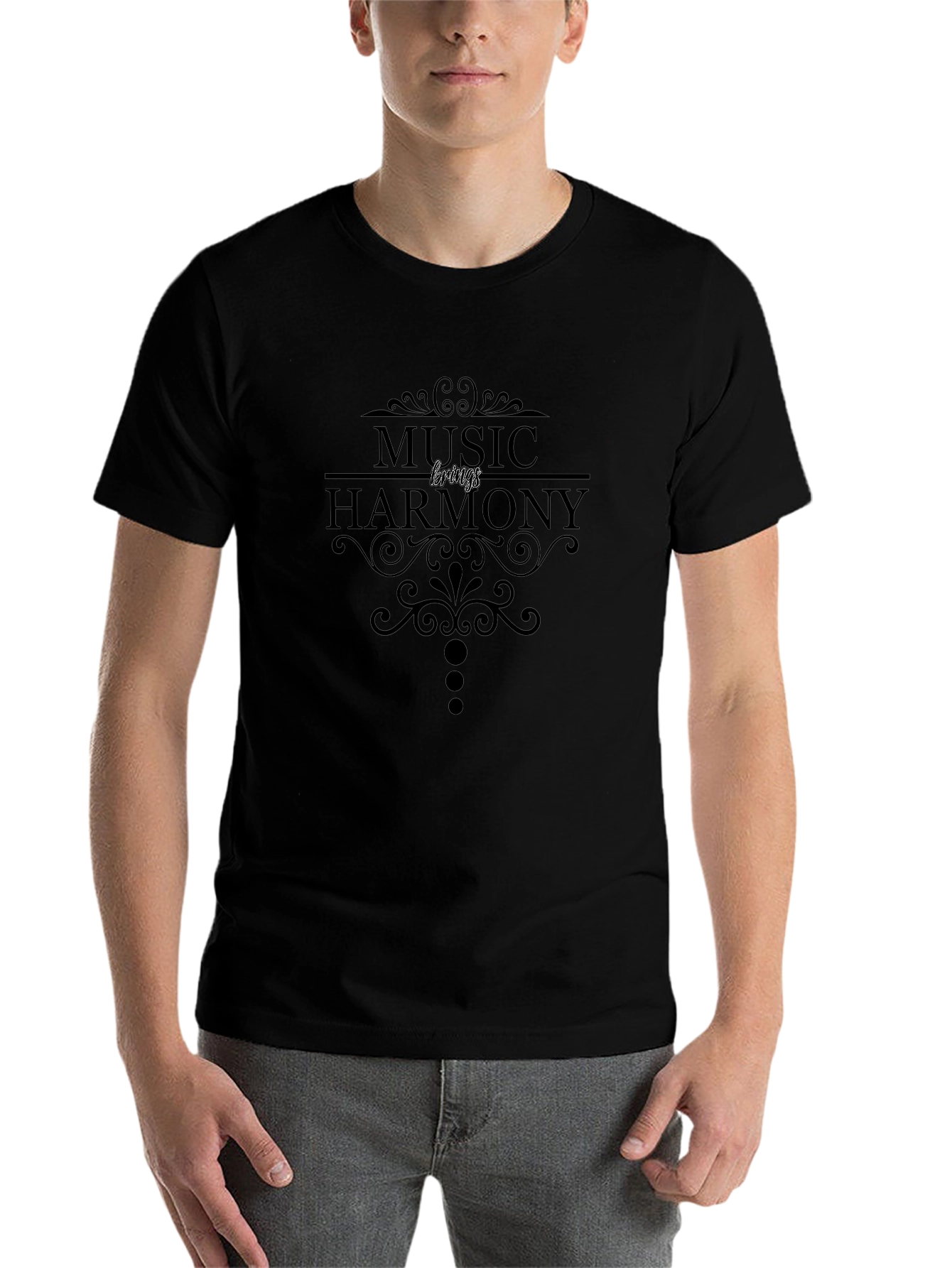 Music Brings Harmony Black T-Shirt