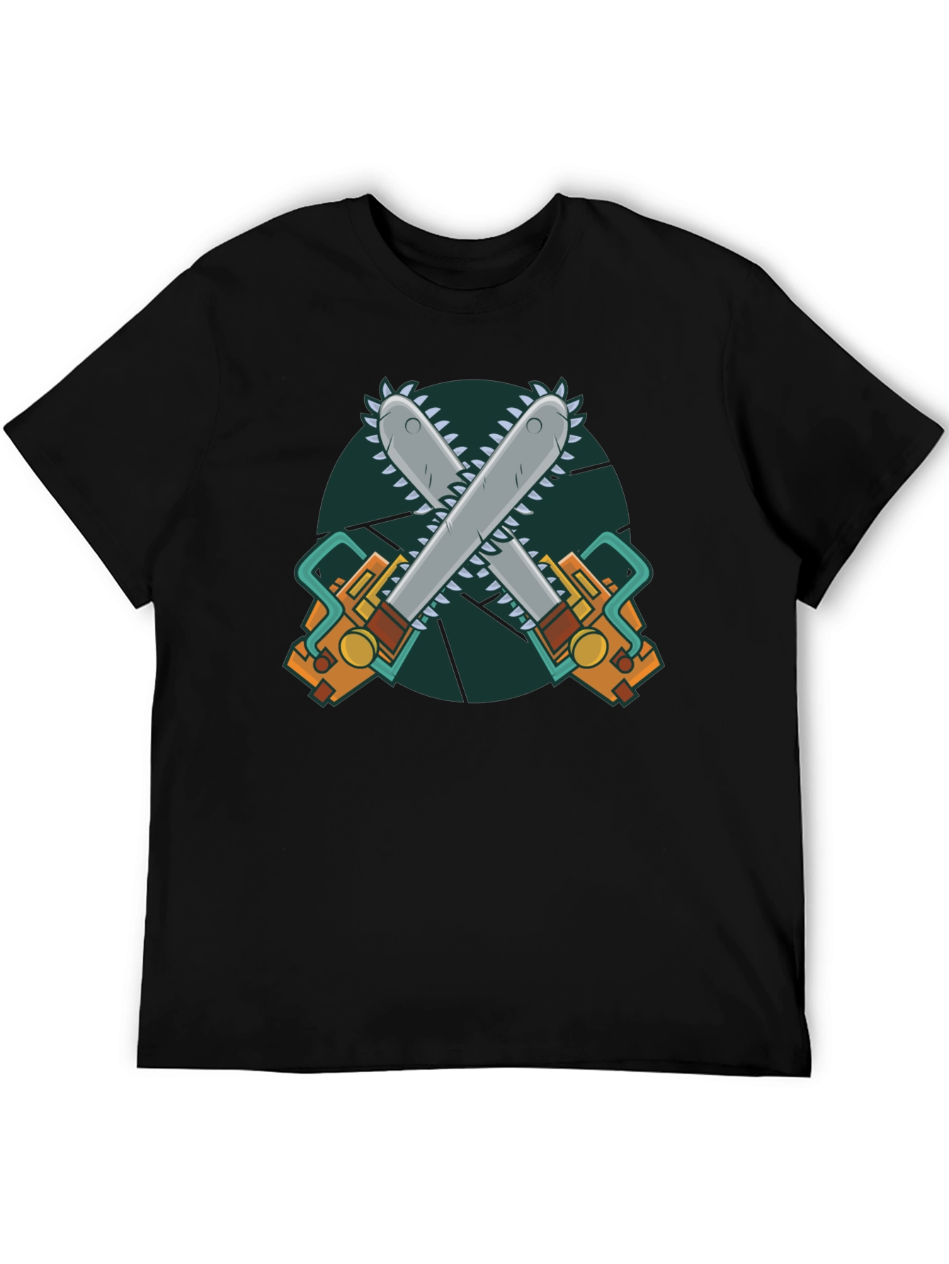 Chainsaw Graphic Print Black T-Shirt