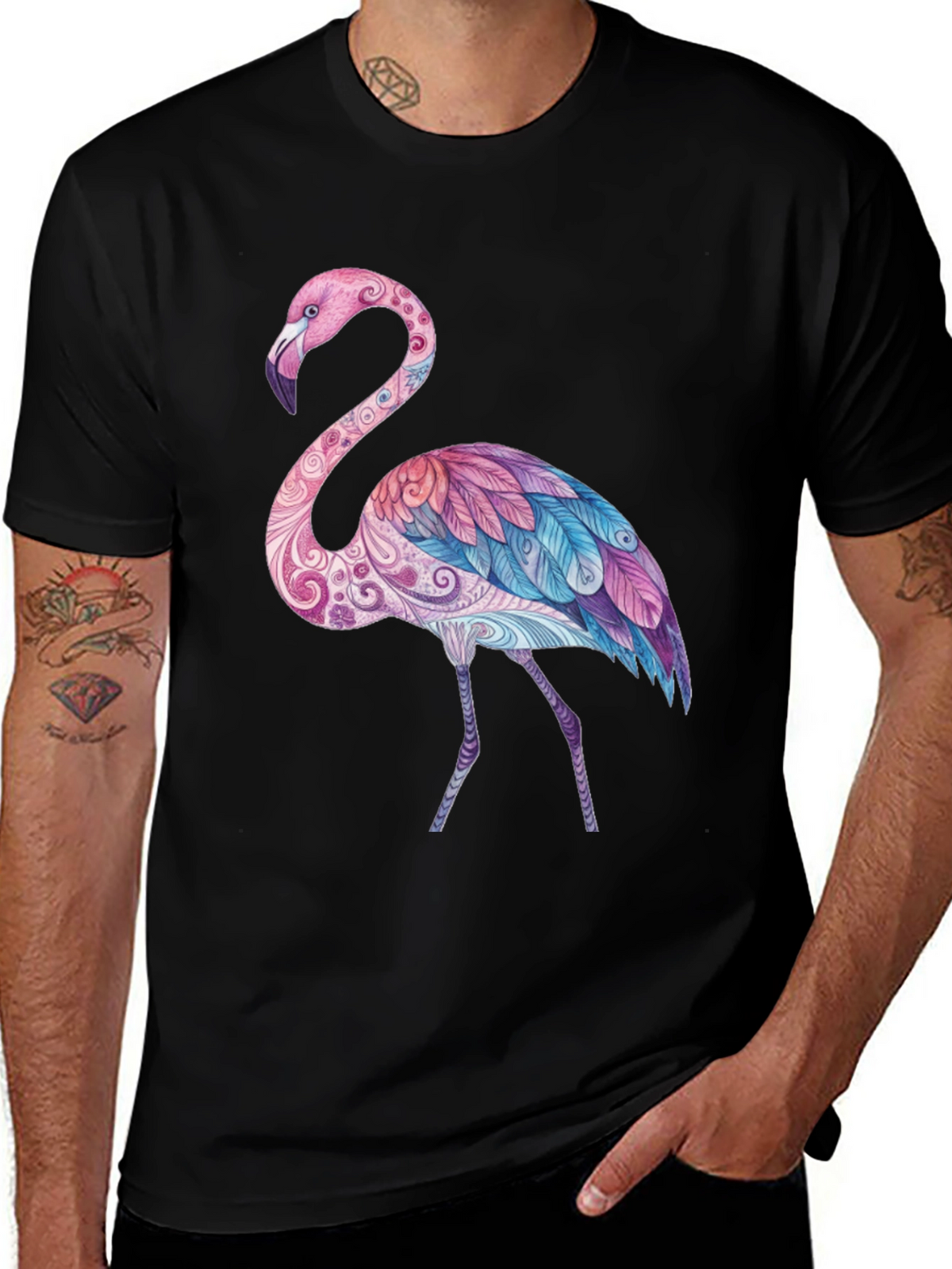 Flamingo Graphic Black T-Shirt