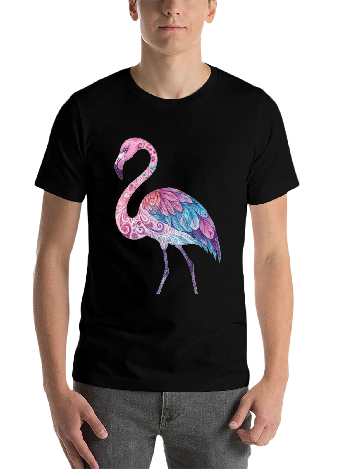 Flamingo Graphic Black T-Shirt