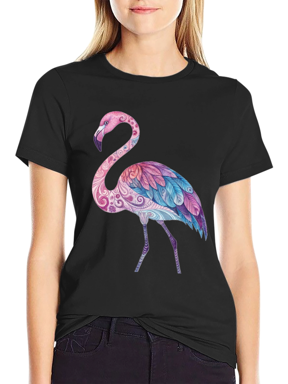Flamingo Graphic Black T-Shirt