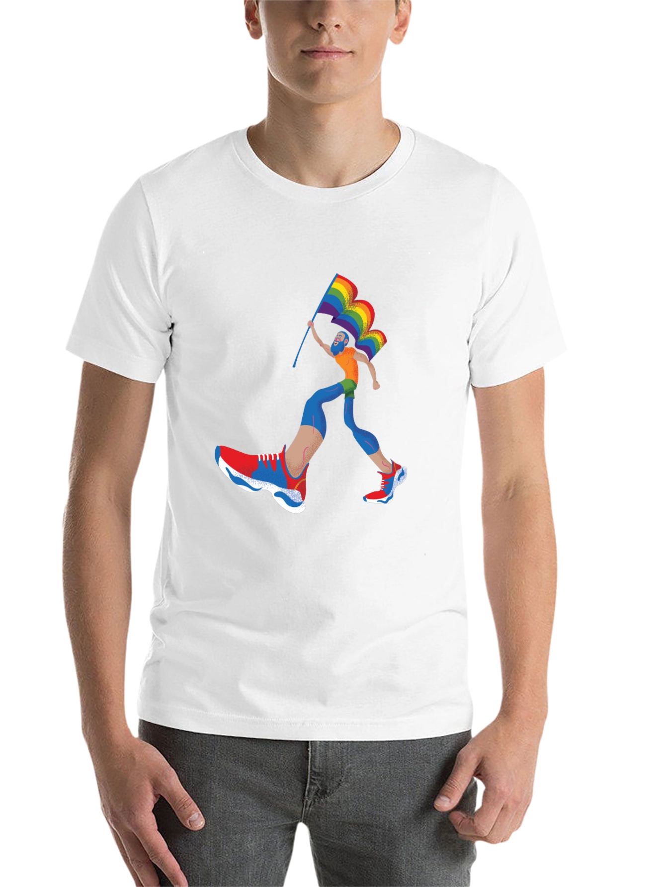 Pride Runner Graphic Tee - Black Cotton Blend