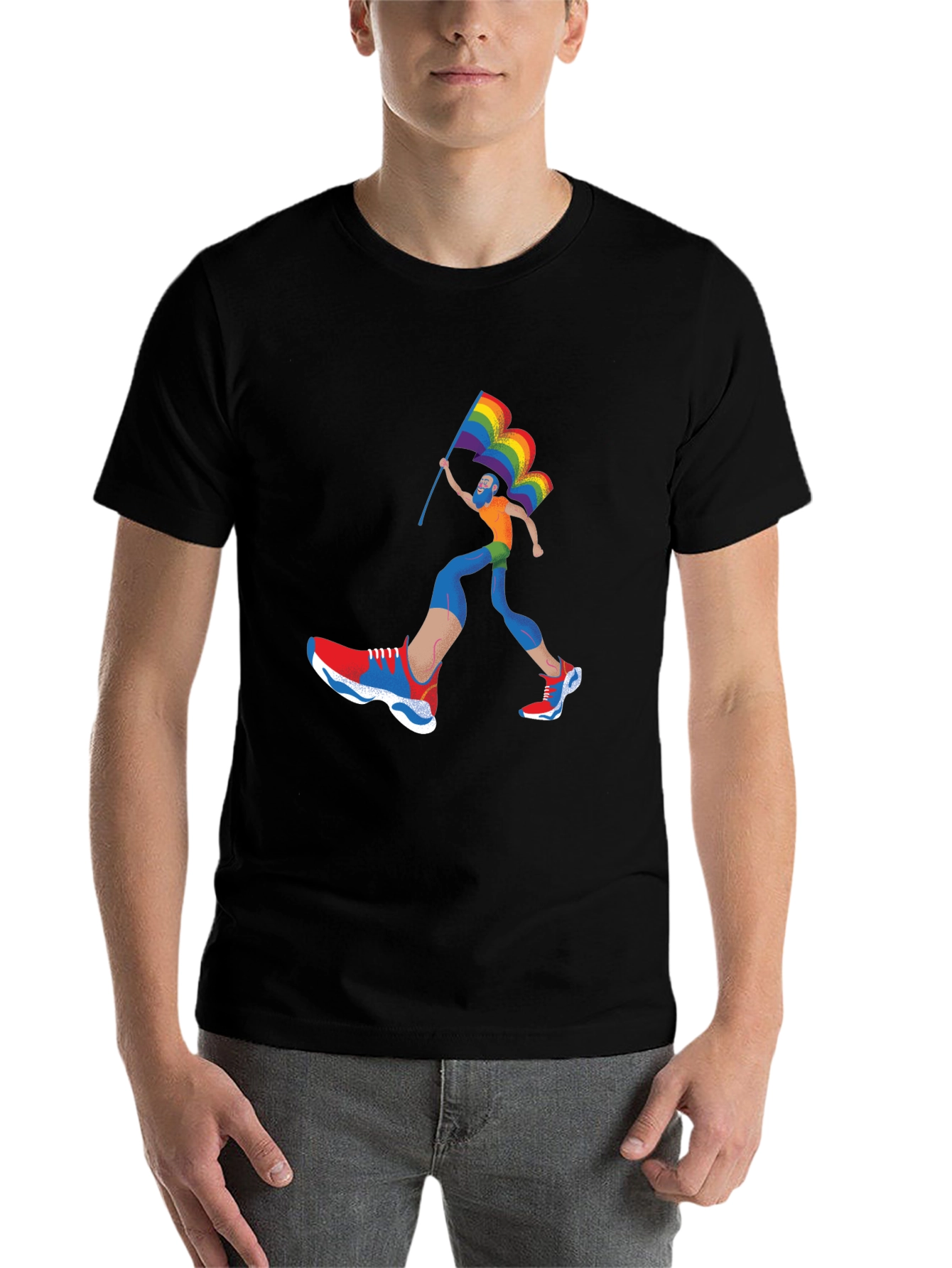 Pride Runner Graphic Tee - Black Cotton Blend