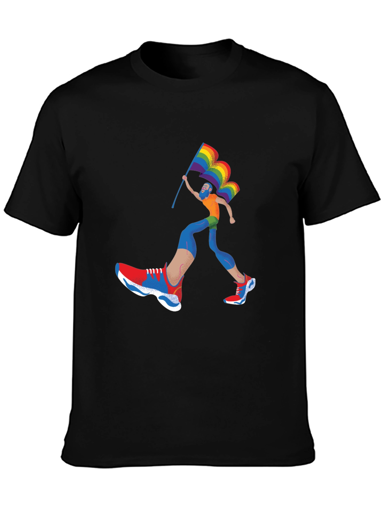 Pride Runner Graphic Tee - Black Cotton Blend