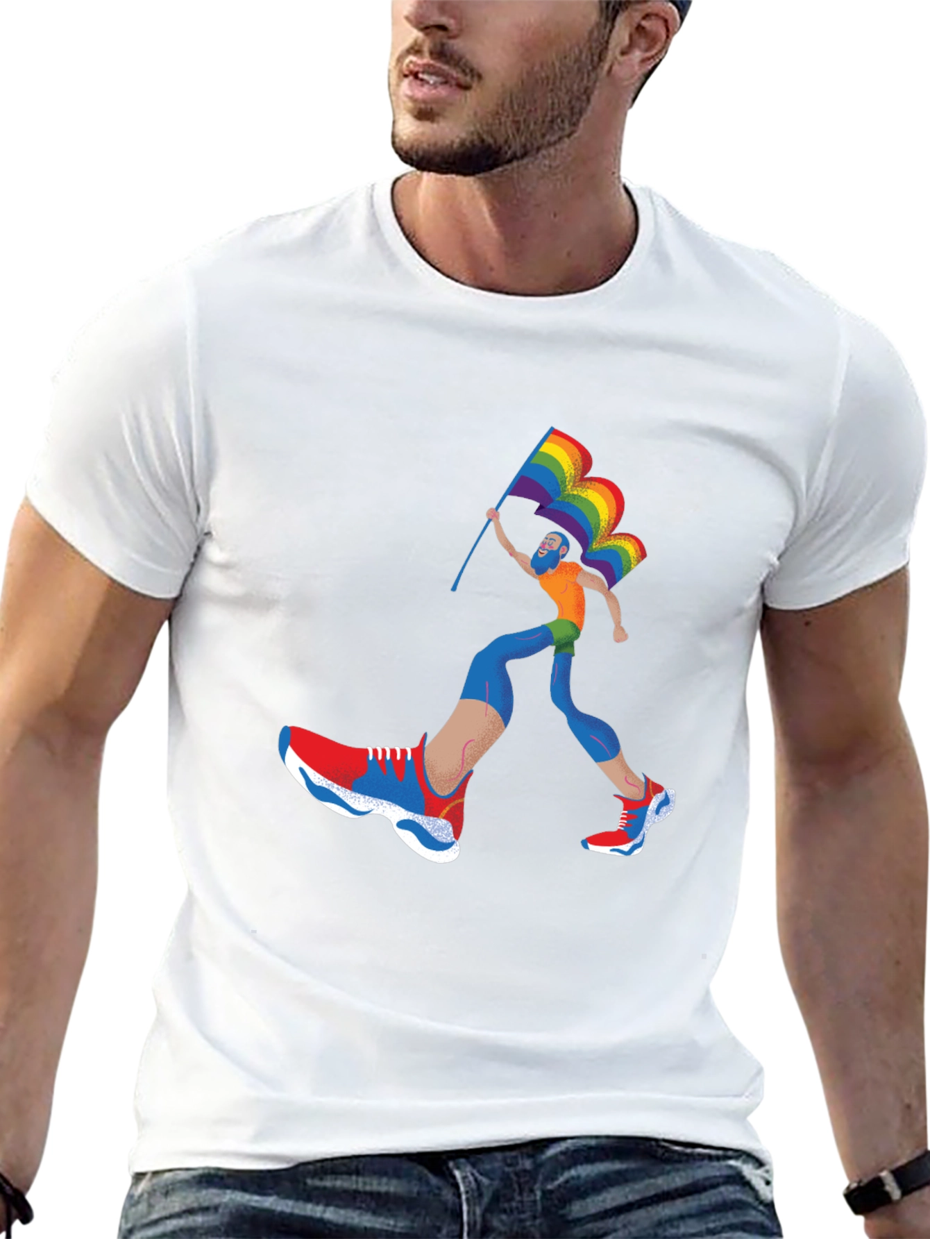 Pride Runner Graphic Tee - Black Cotton Blend
