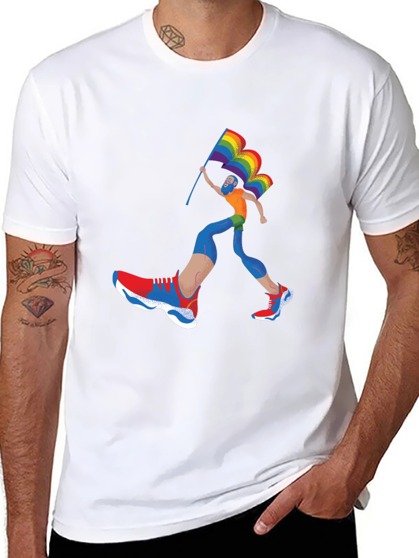 Pride Runner Graphic Tee - Black Cotton Blend