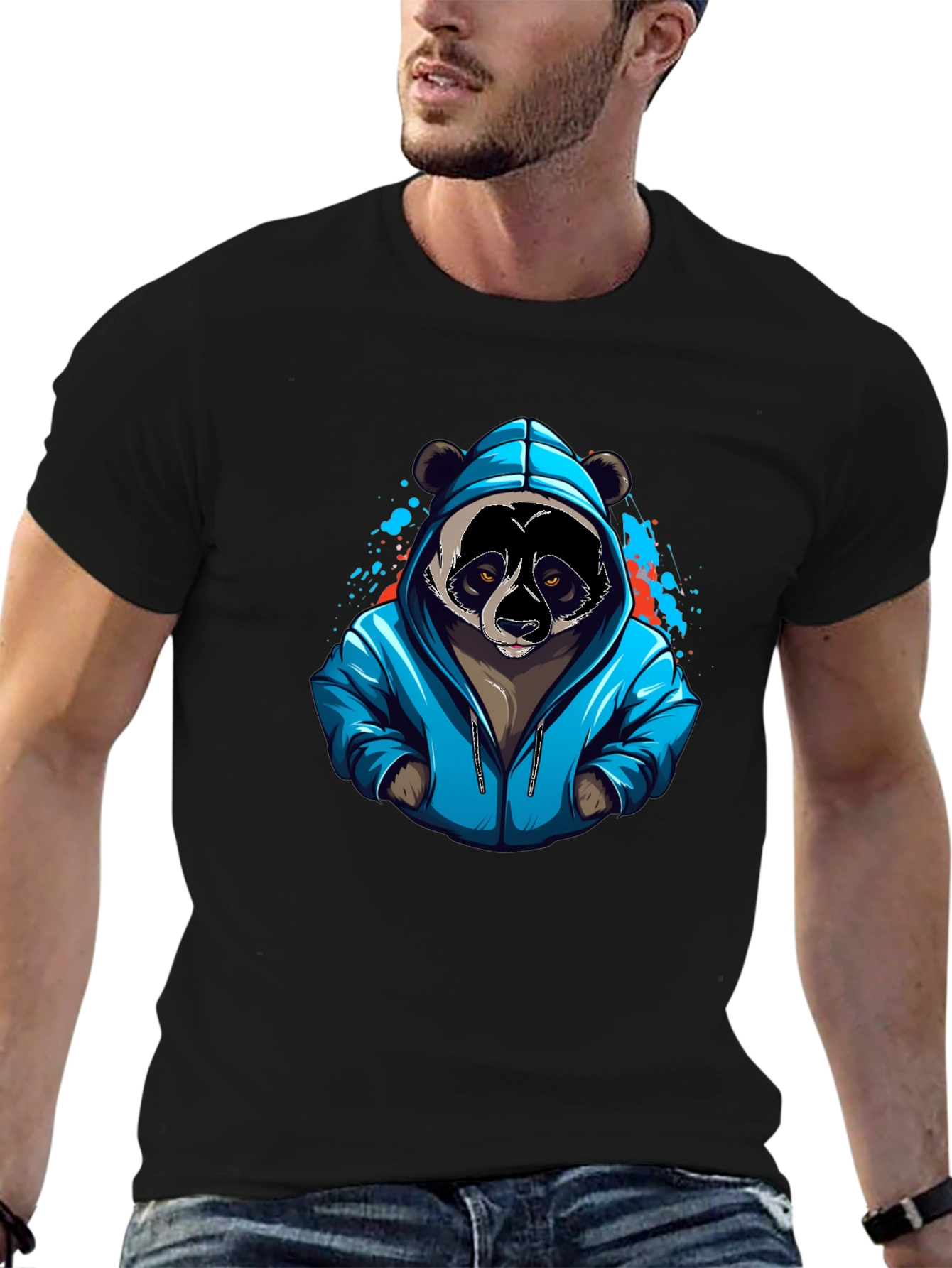 Cool Panda Graphic T-Shirt - Black