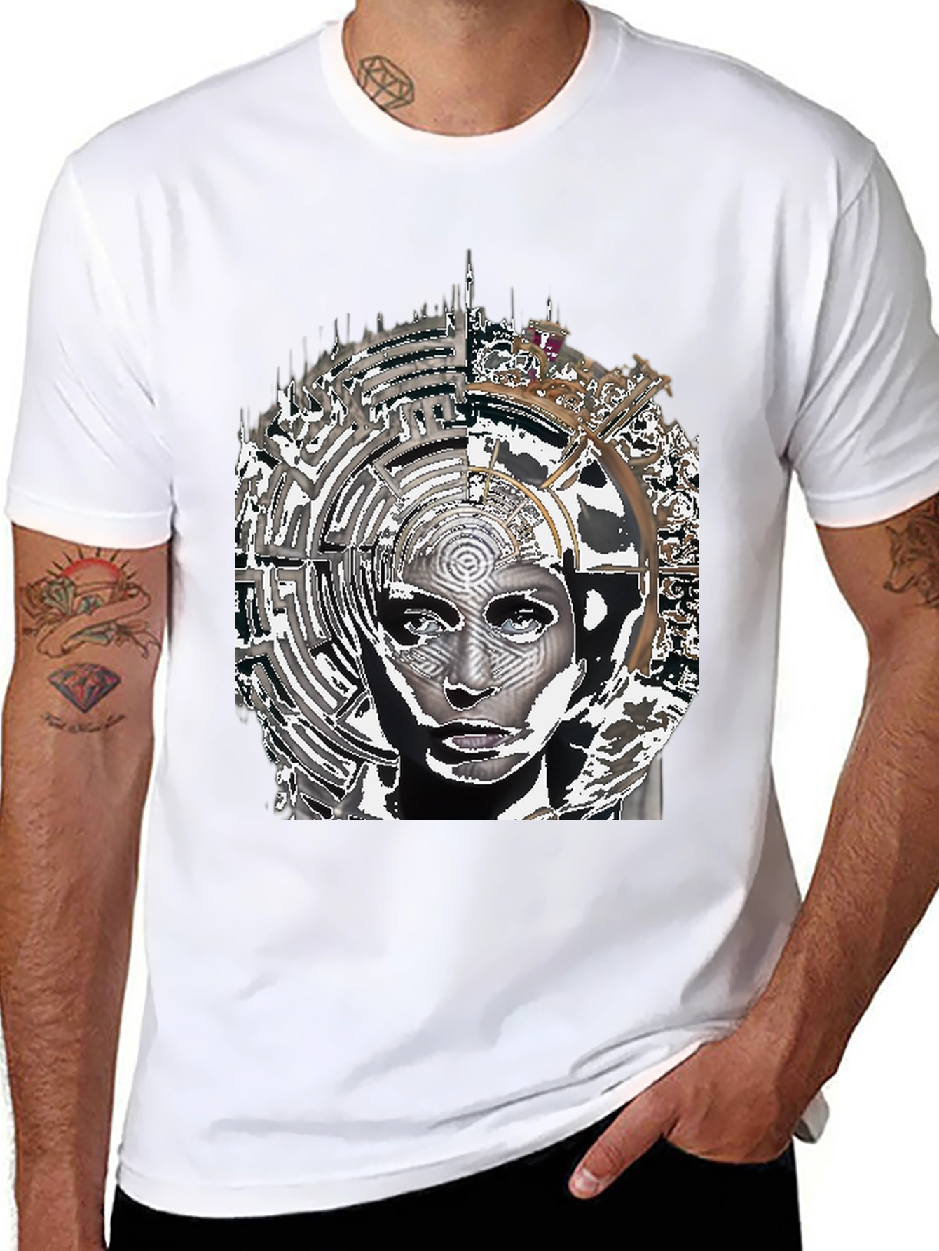 Abstract Face Graphic Print T-Shirt