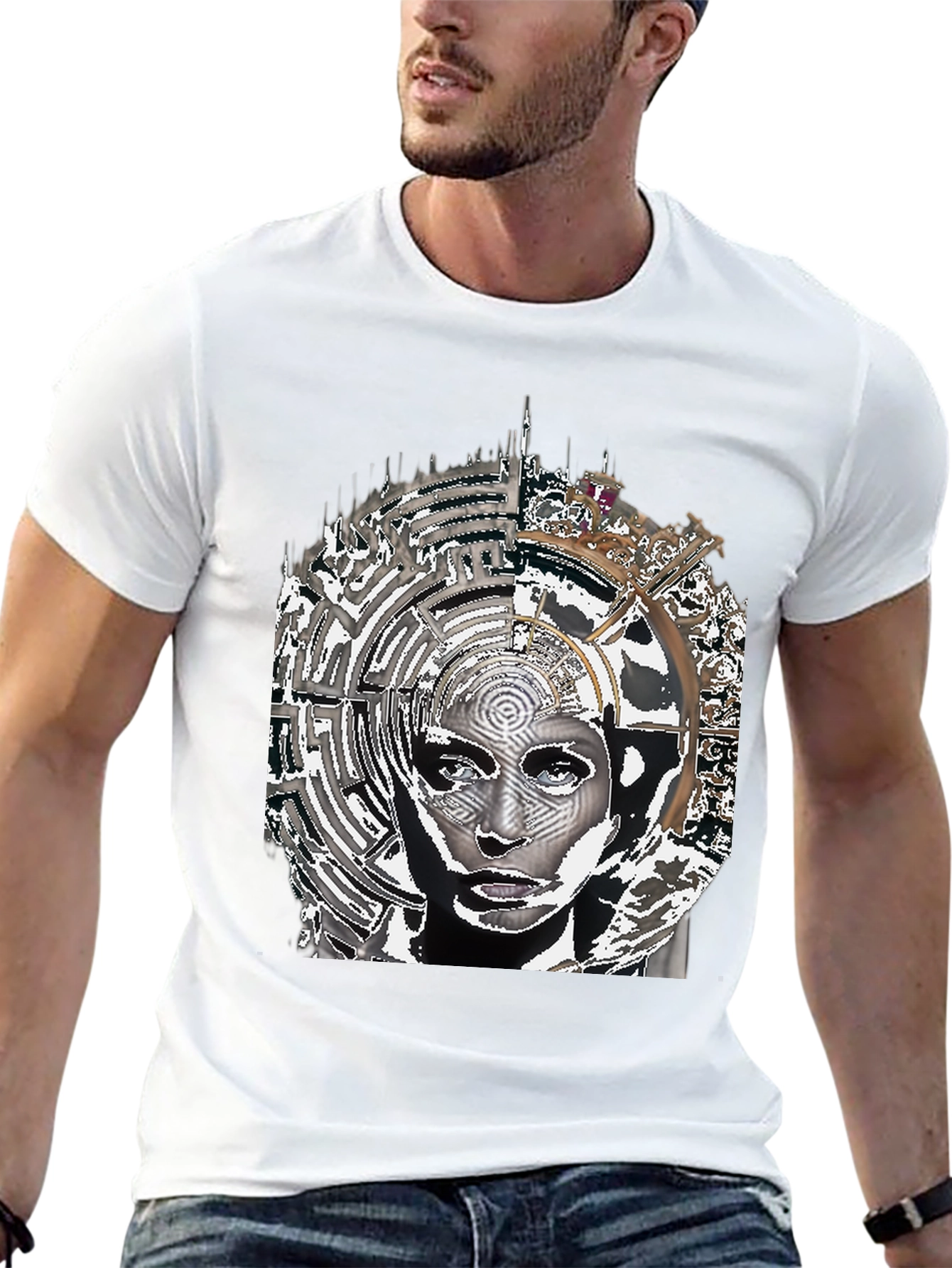 Abstract Face Graphic Print T-Shirt