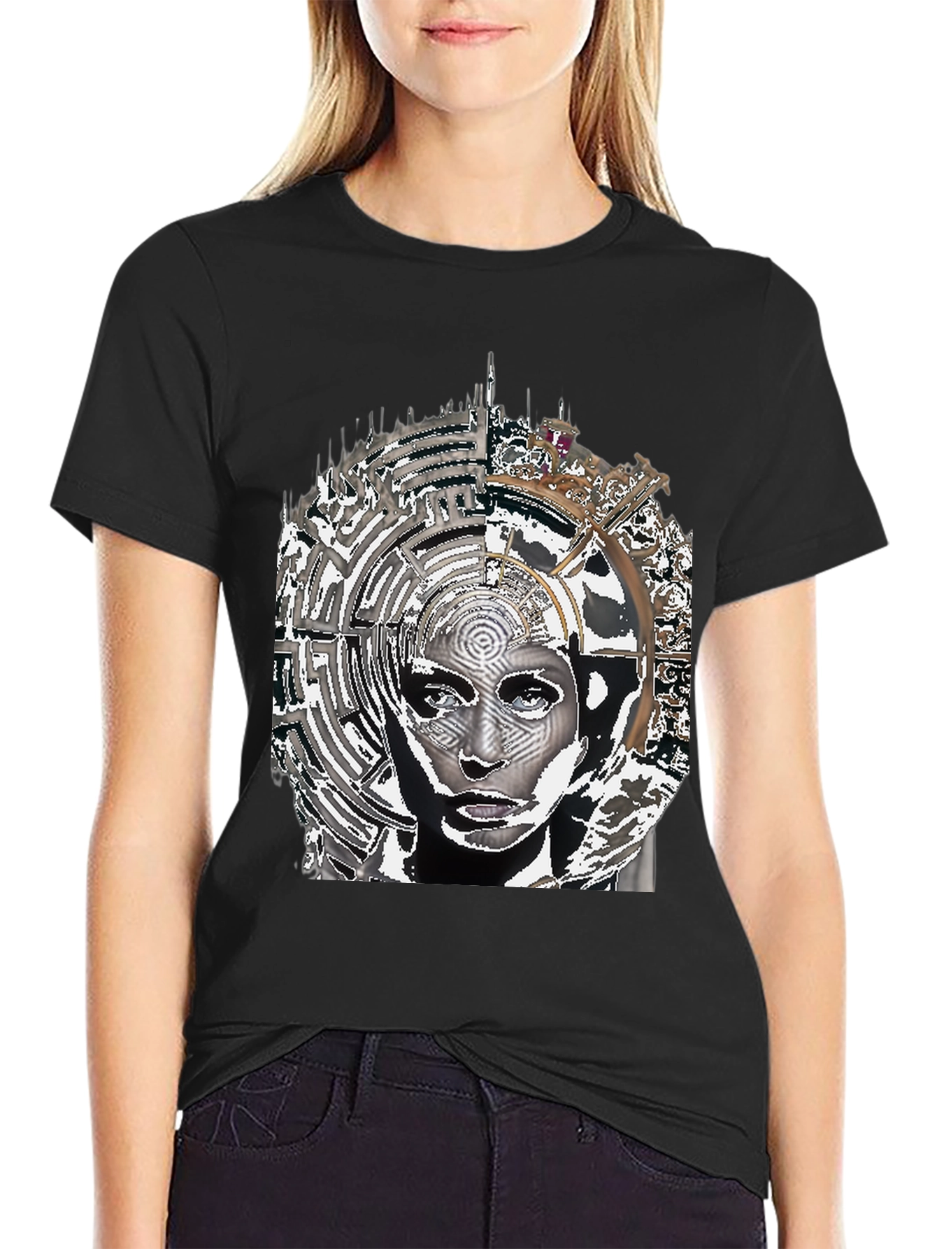 Abstract Face Graphic Print T-Shirt
