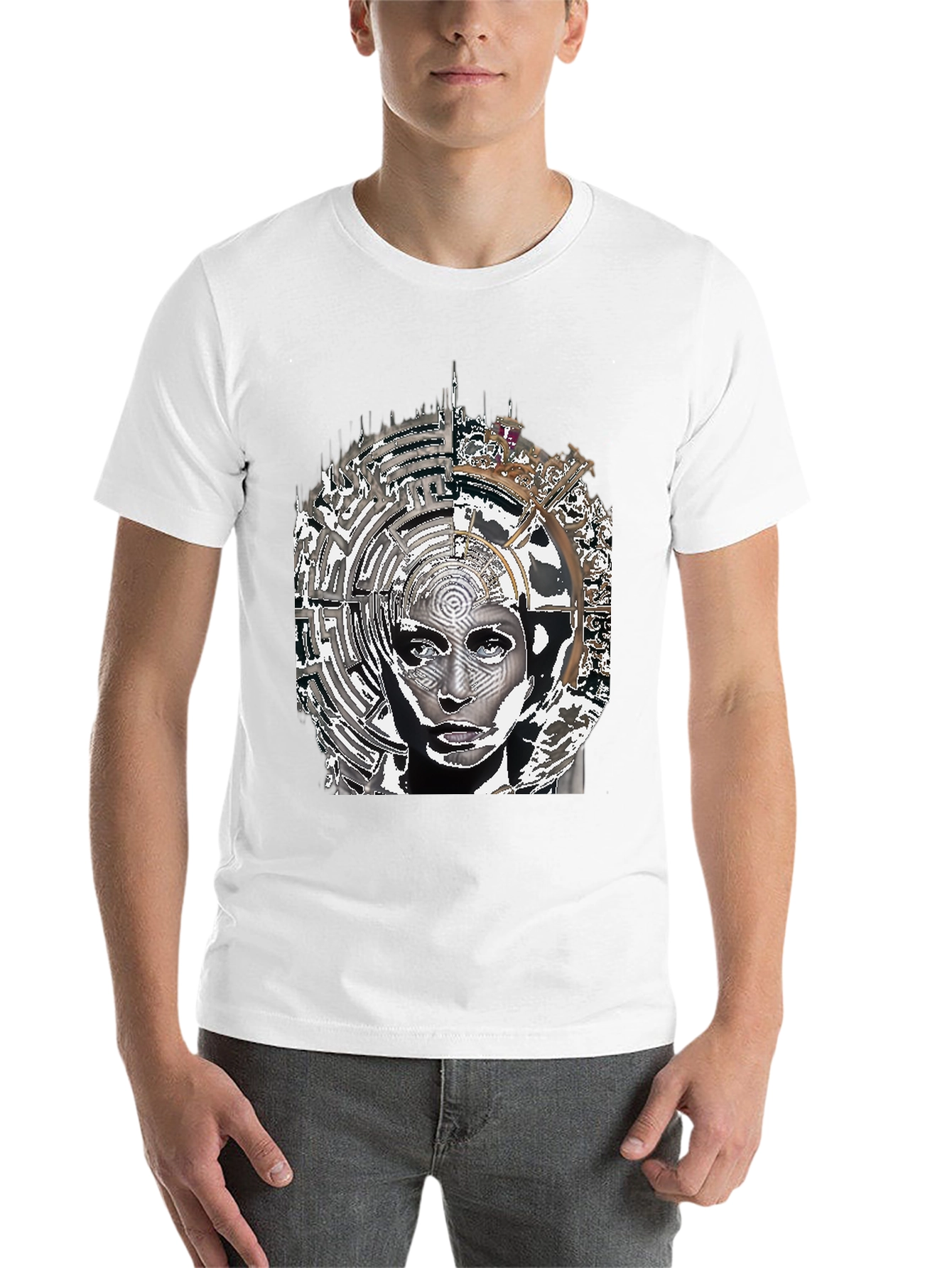 Abstract Face Graphic Print T-Shirt