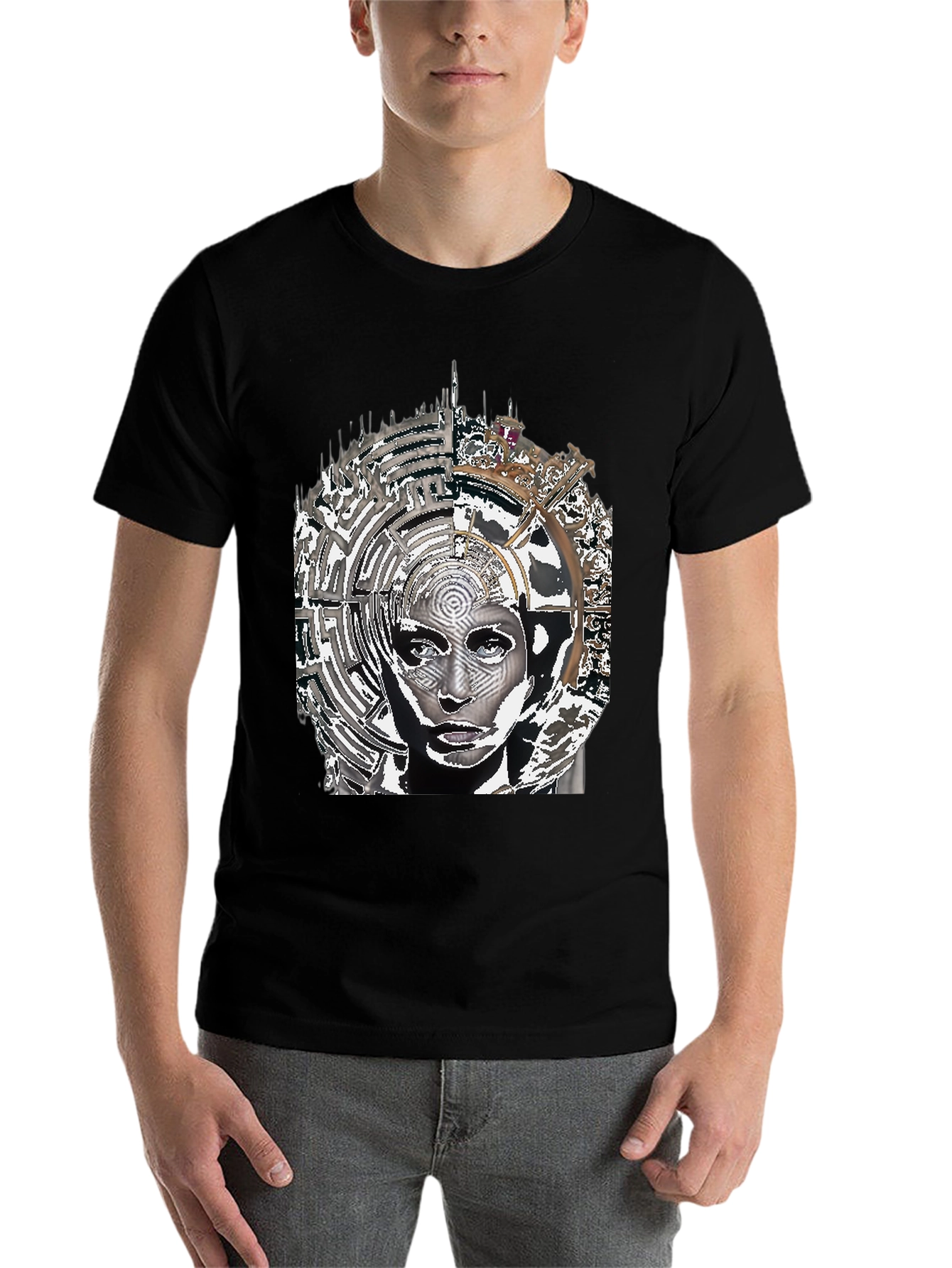 Abstract Face Graphic Print T-Shirt
