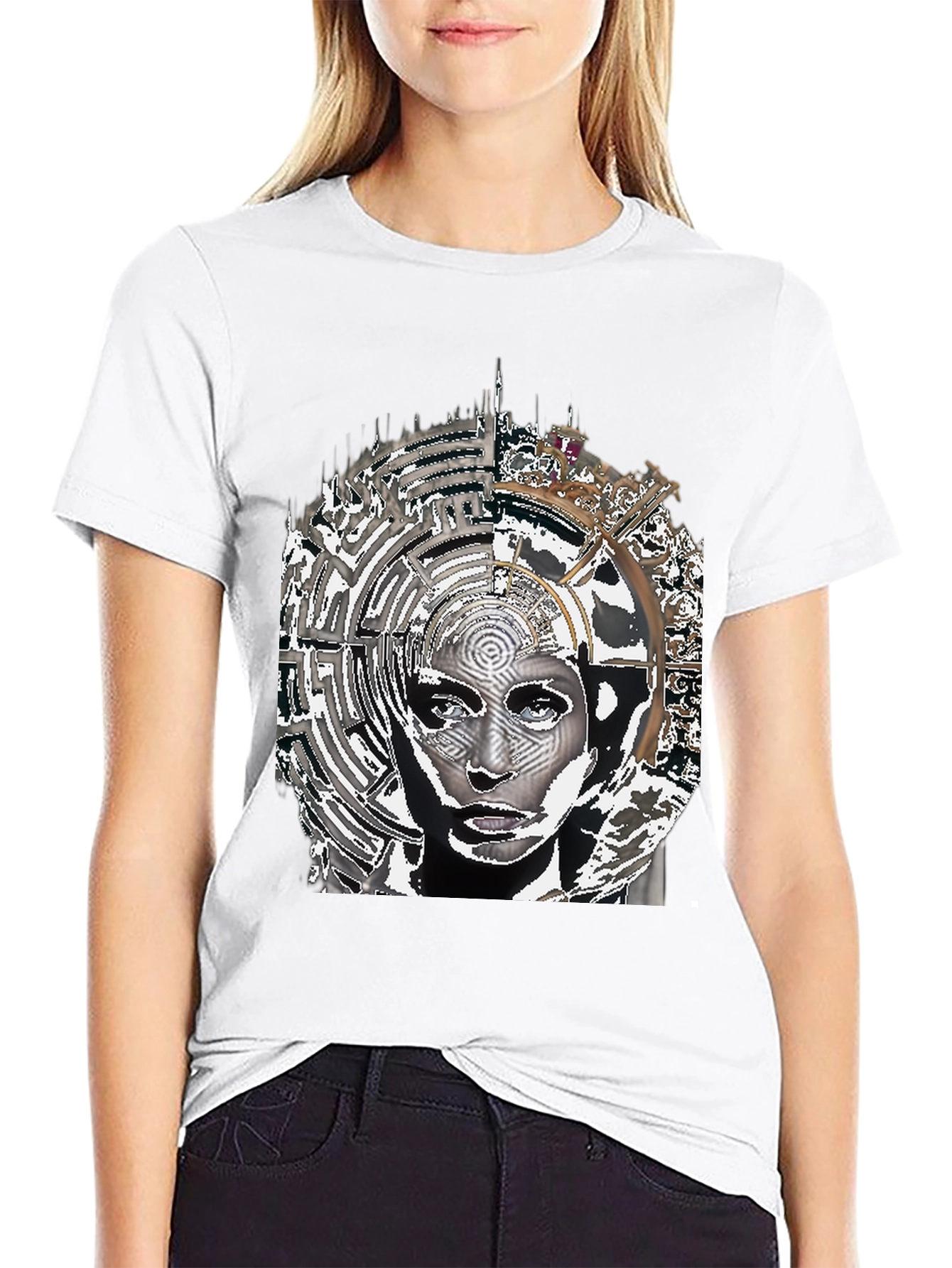 Abstract Face Graphic Print T-Shirt